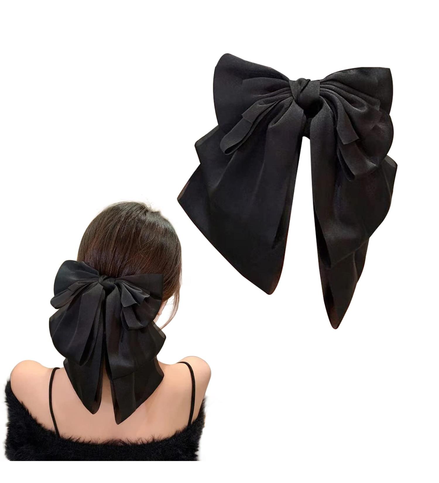 Large Satin Hair Bow Claw Clip for Women & Girls - French Barrette Bowknot Hairpin - Buy Online on GoSupps.com