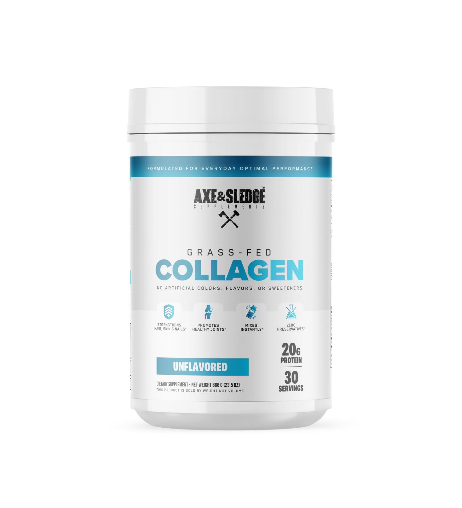 Axe & Sledge Pure Hydrolyzed Collagen Powder Gluten Free Keto and Paleo Friendly Grass Fed Unflavored Non GMO 1.46 Lbs