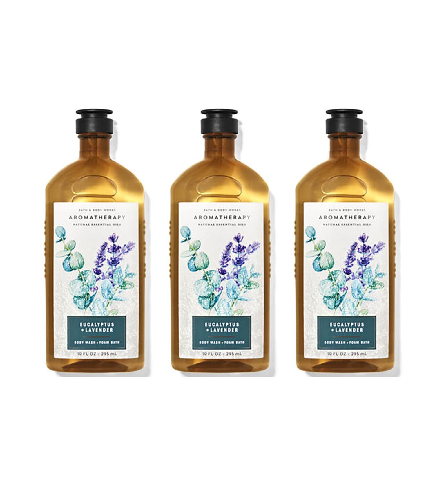 Bath & Body Works Aromatherapy Eucalyptus + Lavender Body Wash & Foam Bath 10 fl oz per Bottle (3 Pack) (Eucalyptus + Lavender)