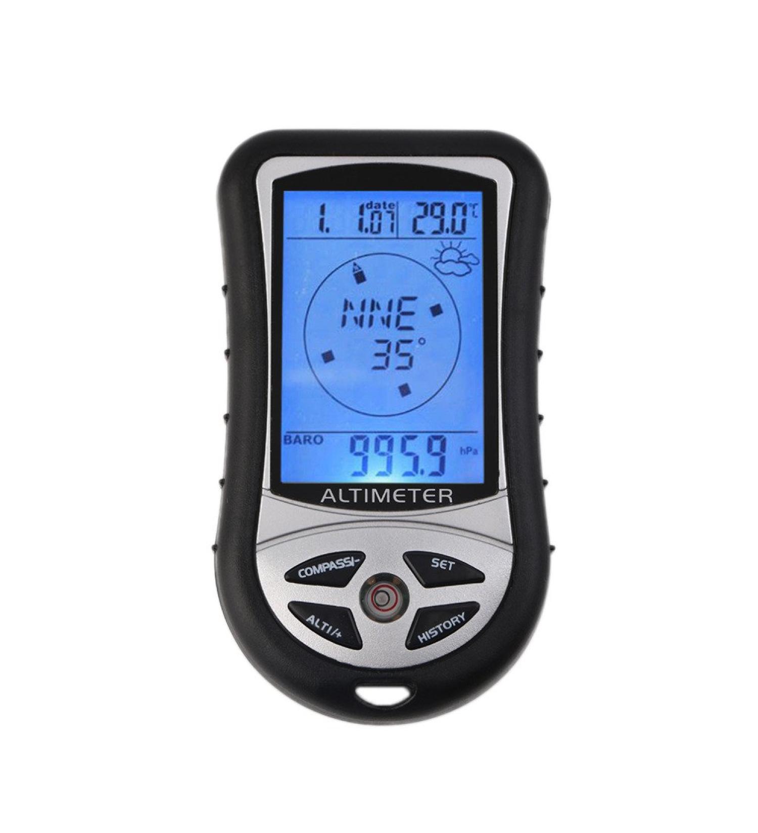 8-in-1 Multifunctional Outdoor Device with LCD Display: Compass Altimeter Barometer Thermometer Clock & Calendar - Perfect for Hiking & Camping - Buy Online on GoSupps.com