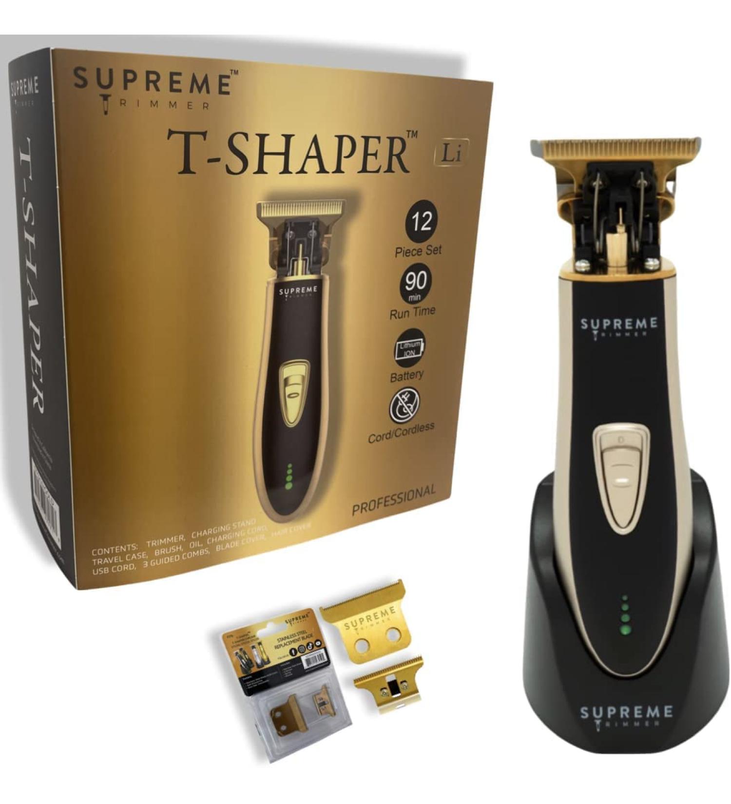 Supreme Trimmer ST5210 Men's Hair Clipper - Professional Cordless Barber Liner for Beard & Hair - Gold T-Shaper Li with Extra Blade - Buy Online on GoSupps.com
