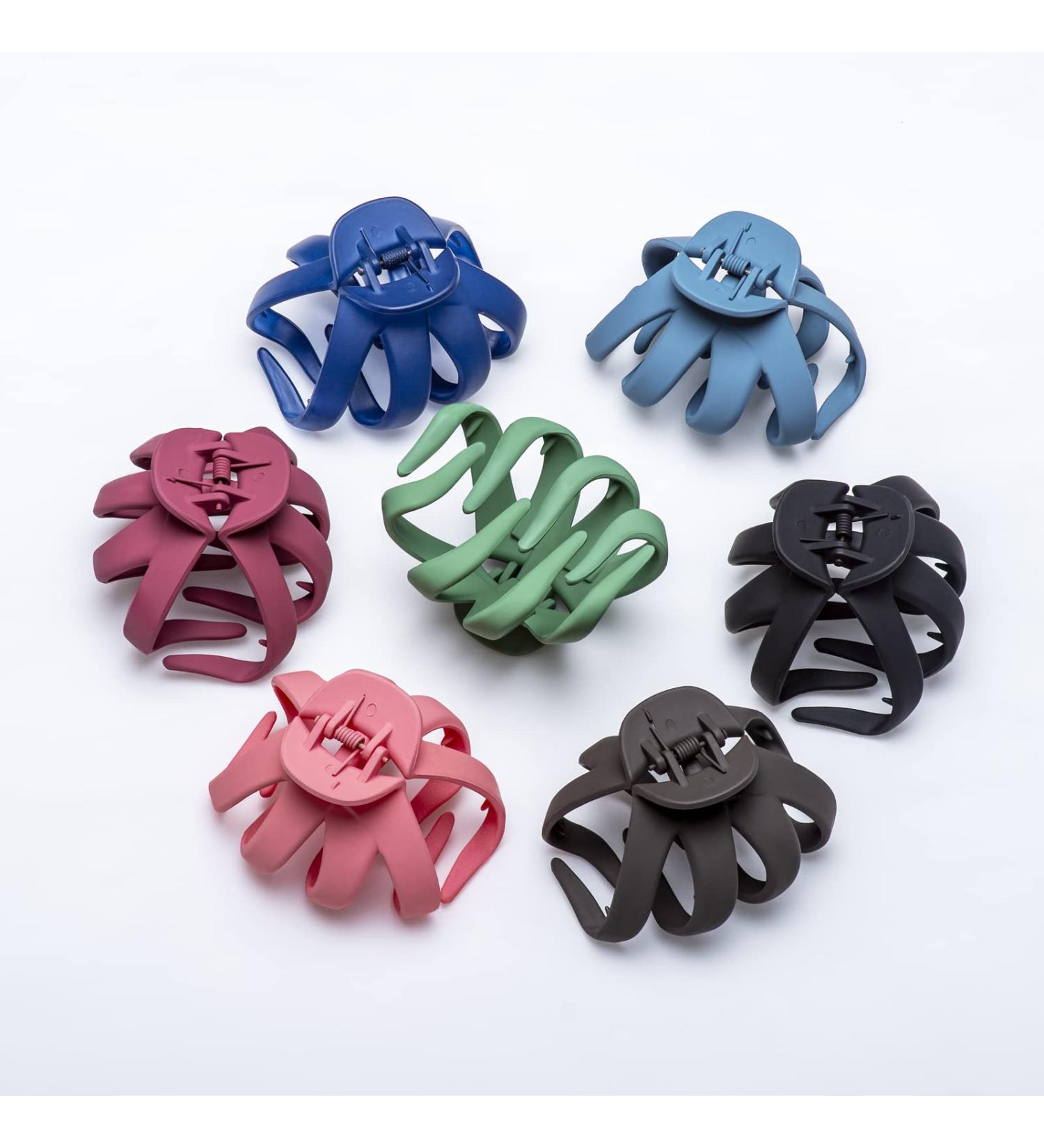 7pc Apooto Macaron Colors Octopus Hair Claw Clips - Flower Style Strong Hold Jaw Clip Set for Thick Hair | Stylish Matte Decorative Clips for Women & Girls - Buy Online on GoSupps.com