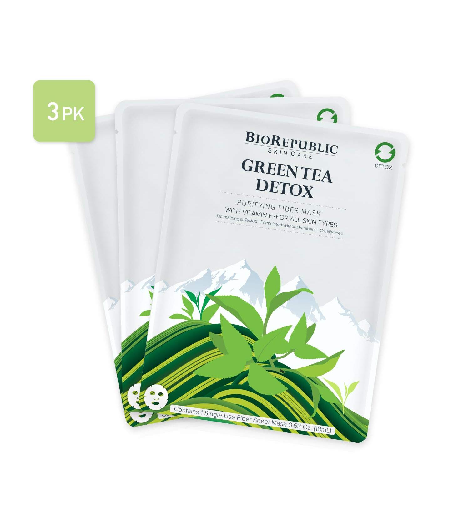 BioRepublic Skincare Green Tea Detox Purifying Fiber Beauty Mask 1 Sheet 0.63 oz (18 ml)