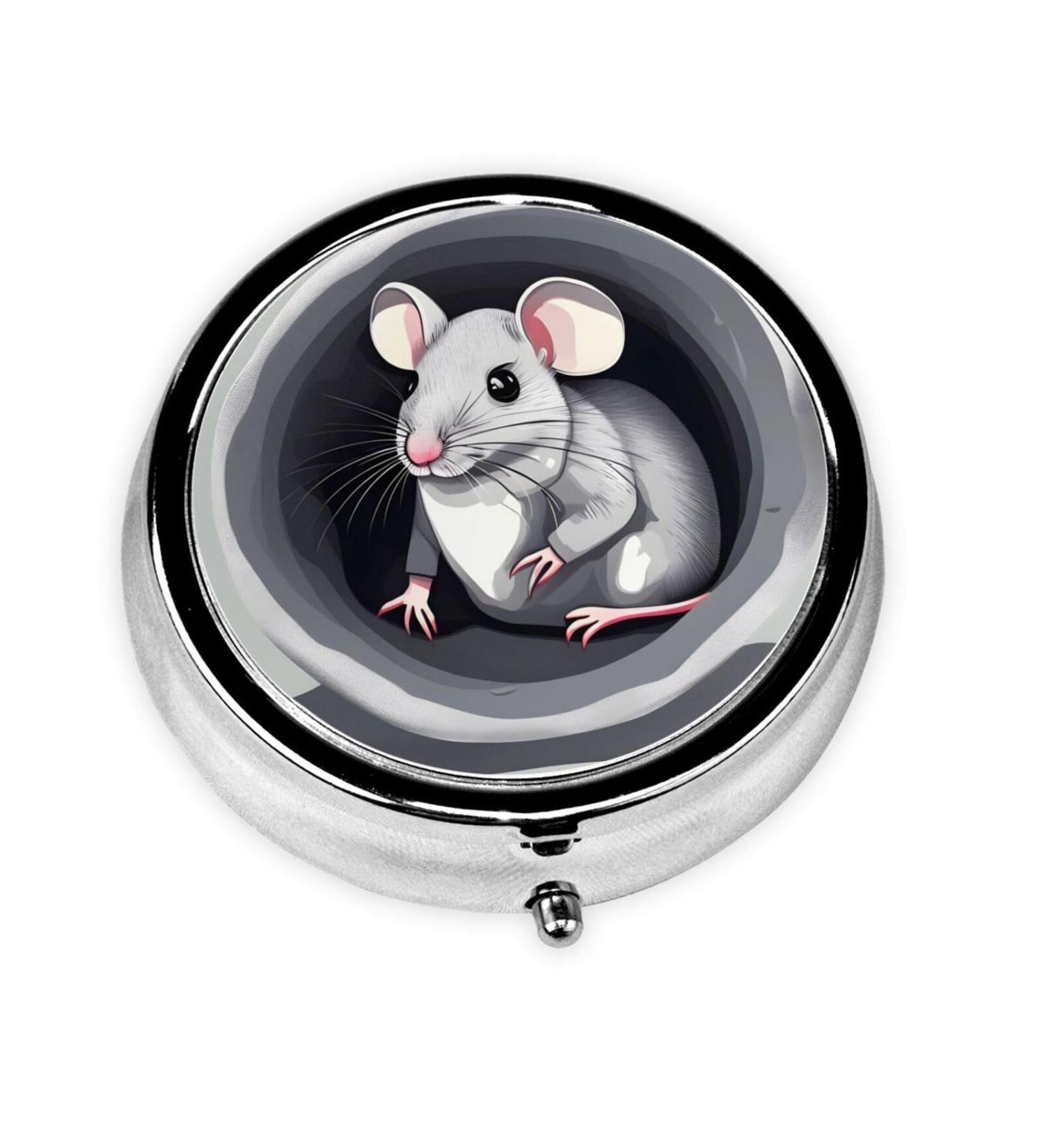 Mouse in The Hole Round Pill Box - 3 Compartment Portable Travel Pill Organizer for International Shipping - Buy Online on GoSupps.com