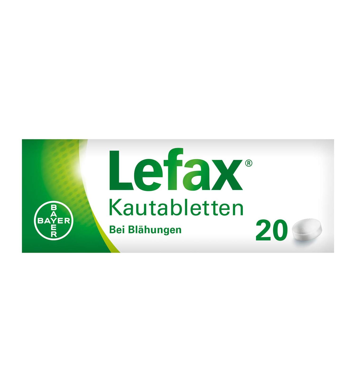 Lefax Chewing Tablets - 42 mg Simeticon for Light Flatulence - Peppermint Flavor - Child-Safe - 20 Tablets per Pack - Buy Online Internationally - Buy Online on GoSupps.com