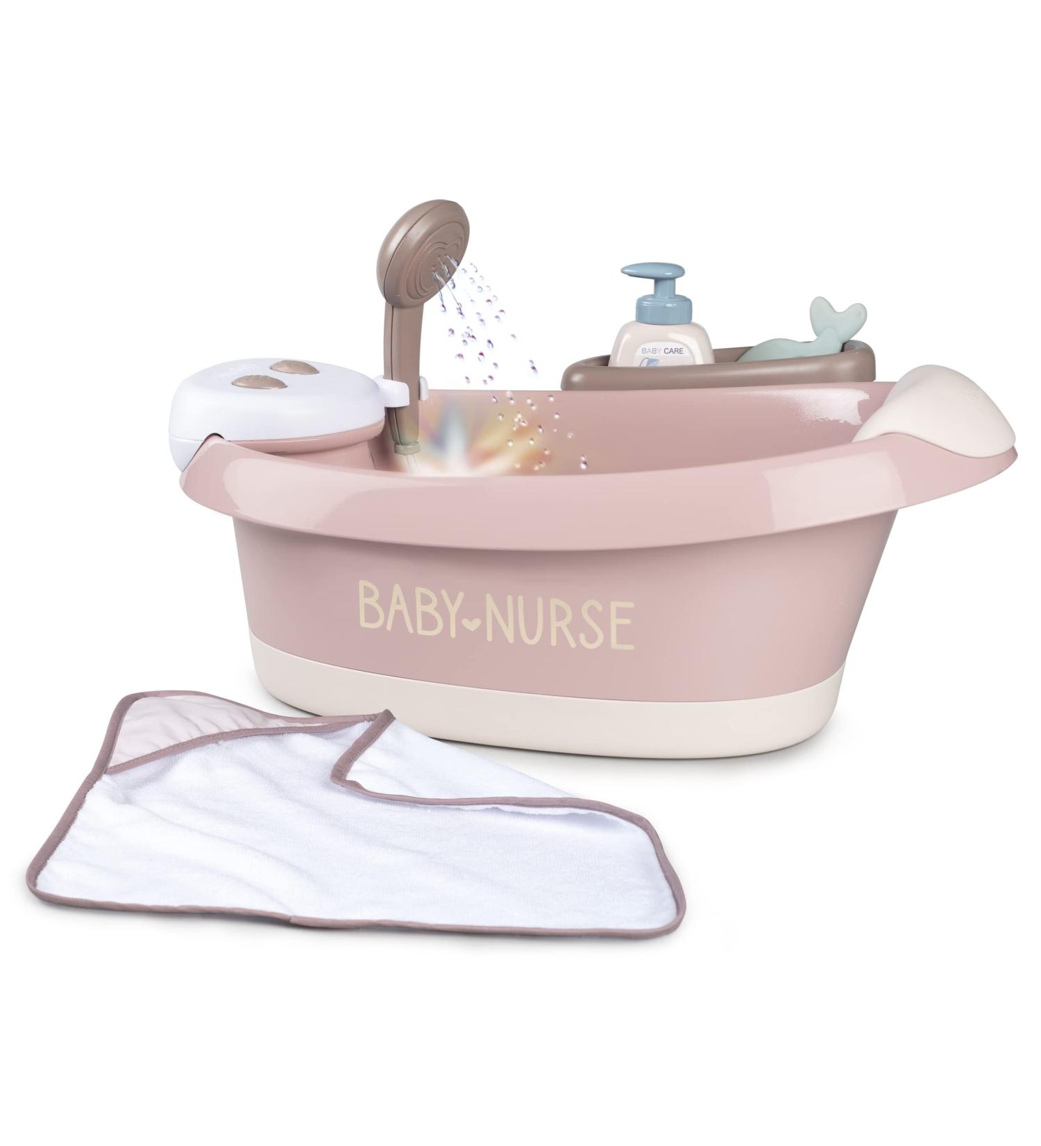 Smoby - Baby Nurse - Balneotherapy Bathtub - for Babies and Dolls - Water Jets and Bubbles - LED Lights - 220368 - Pink - Buy Online on GoSupps.com
