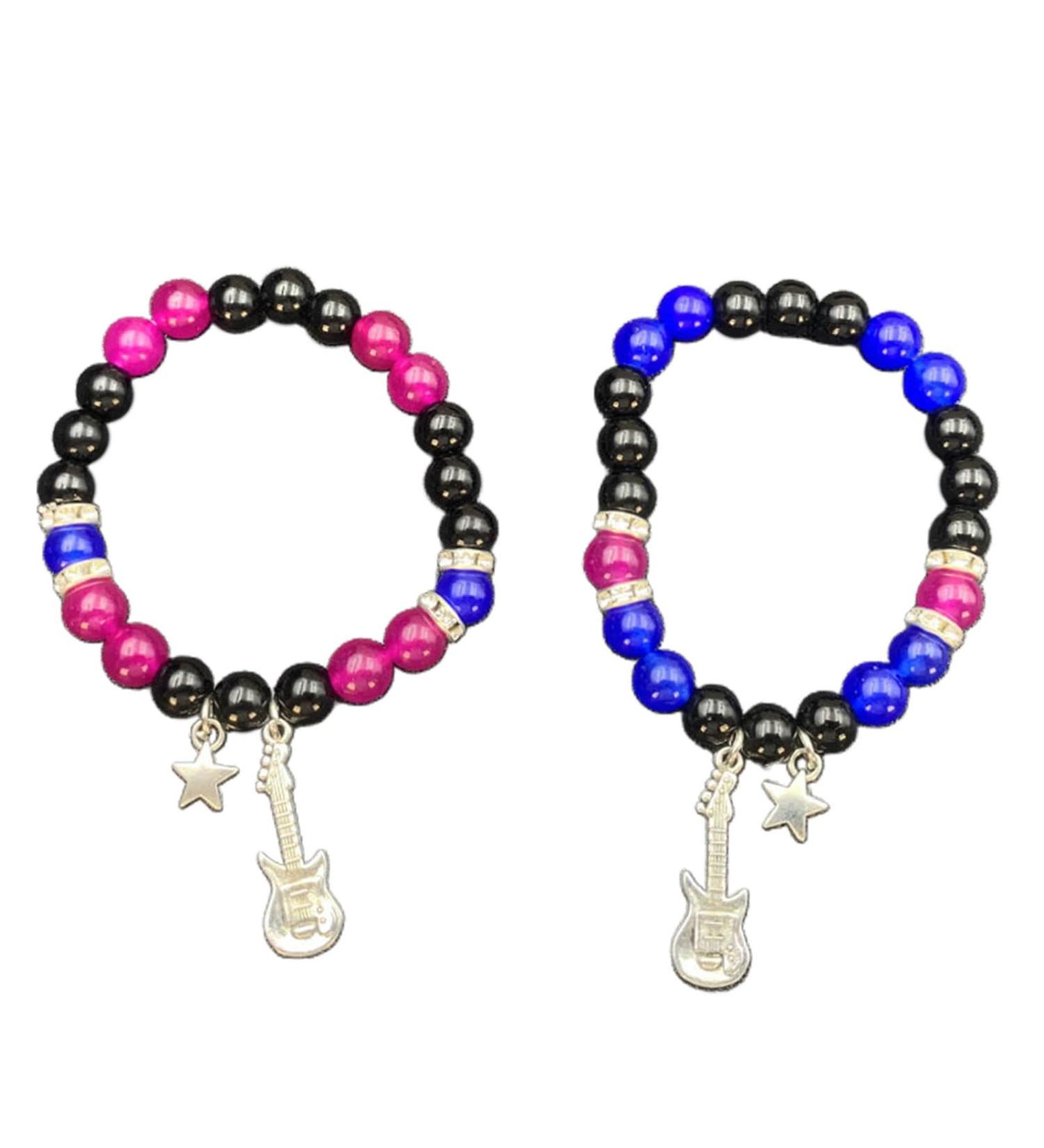 Vsilay Lianxue Heart Couple Bracelets - Halloween Spiders Magnetic Fitting Elastic Pearl Wrist Chain Jewelry Gift (2 Pieces) - Buy Online on GoSupps.com