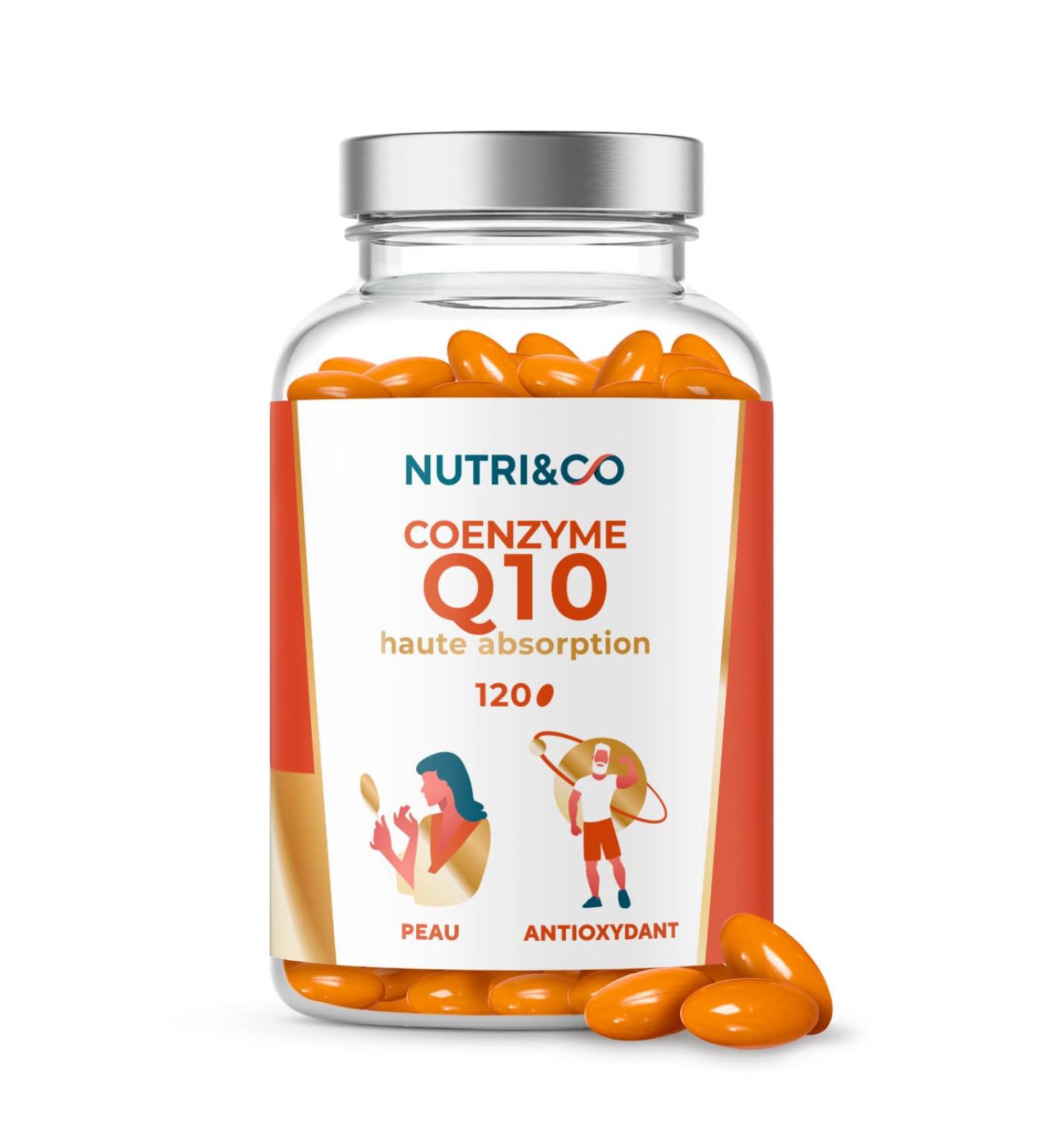 NUTRI & CO Coenzyme Q10 - Ubiquinone 200mg - CoQ10 + Vitamin C - Anti-Aging & Anti-Wrinkle Skin Supplement - Cardiovascular Health - 120 High Absorption Capsules - Packaged in France - Buy Online on GoSupps.com