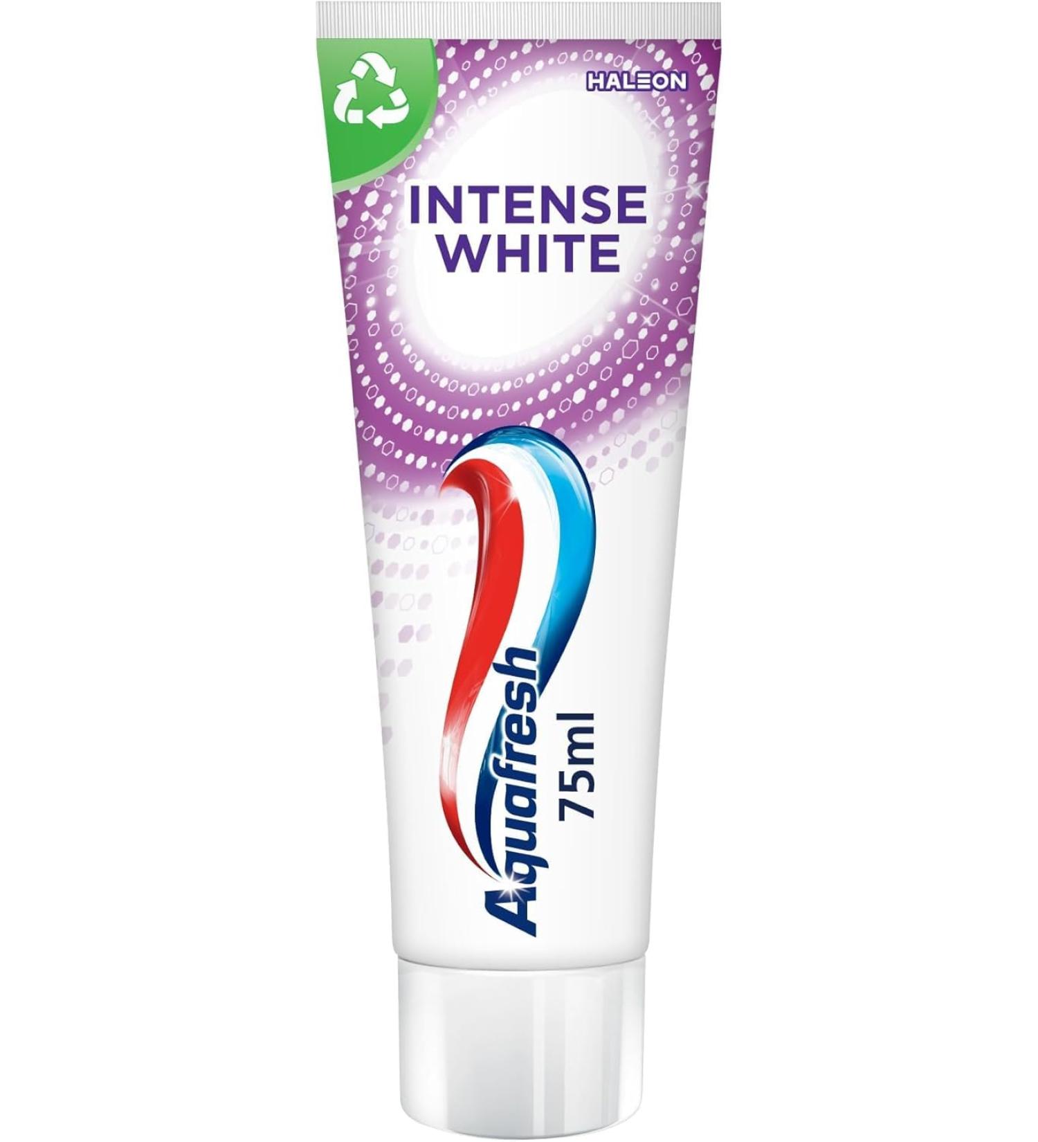  Aquafresh Aquafresh Intense White Toothpaste For Strong Teeth and Fresh Breath with Intense Whitening Pack of 12 x 75ml Recyclable Plastic Tube and Cap - Buy Online on GoSupps.com