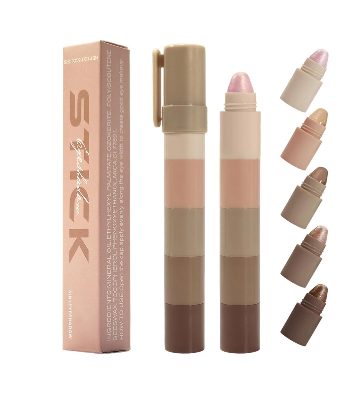 Cyer -Shadow Stick - 5x Climmer Eyeshadow Pencil | Highlighter Makeup | Waterproof Facial Cosmetics for Travel Holidays Outdoors Carnival Stadium Dating School Party Appearance - Buy Online on GoSupps.com