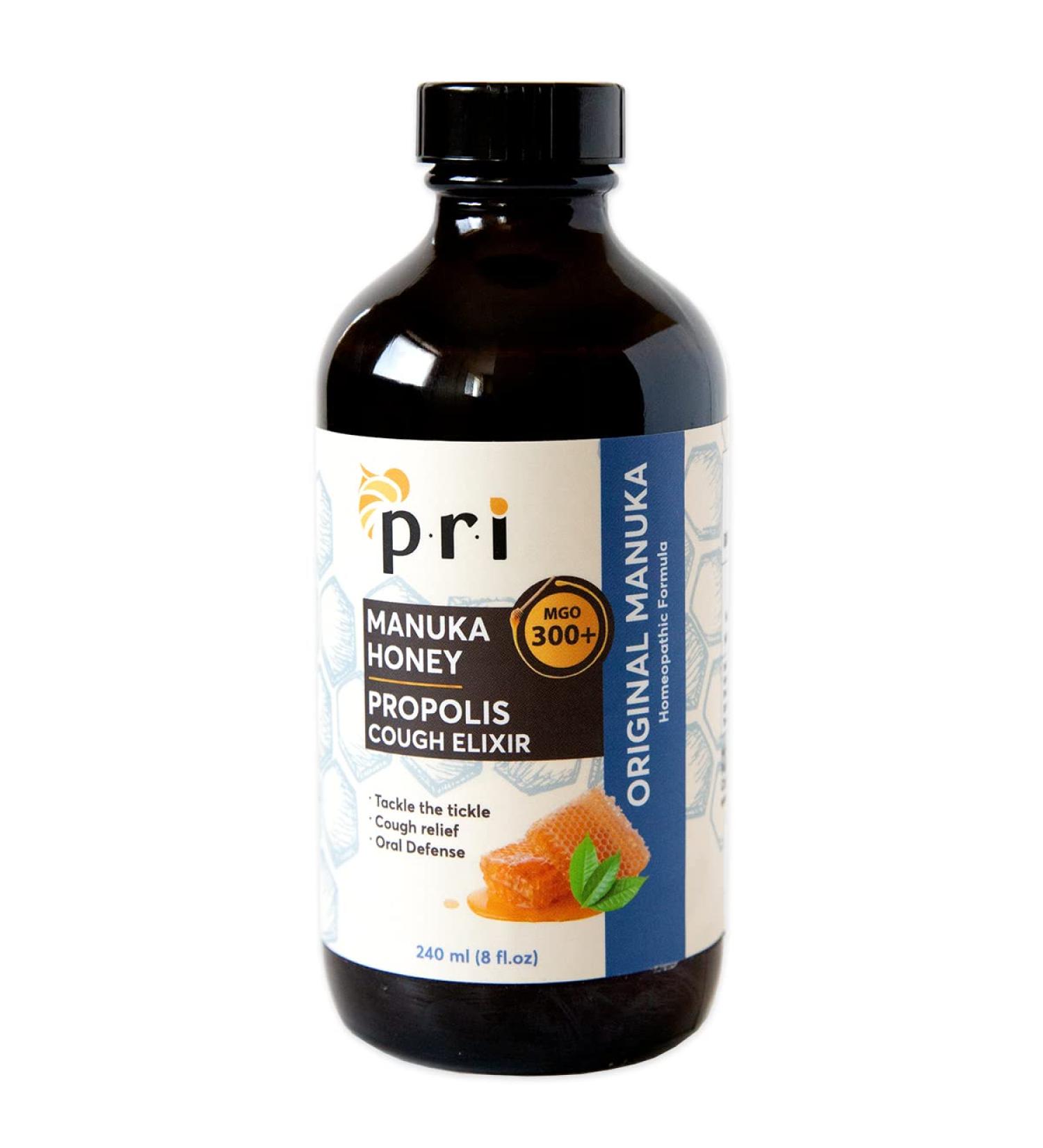 PRI Natural Dry Cough Syrup - Manuka Honey, Propolis, Tea Tree Oil, Vitamin C - 8oz - Buy Online on GoSupps.com