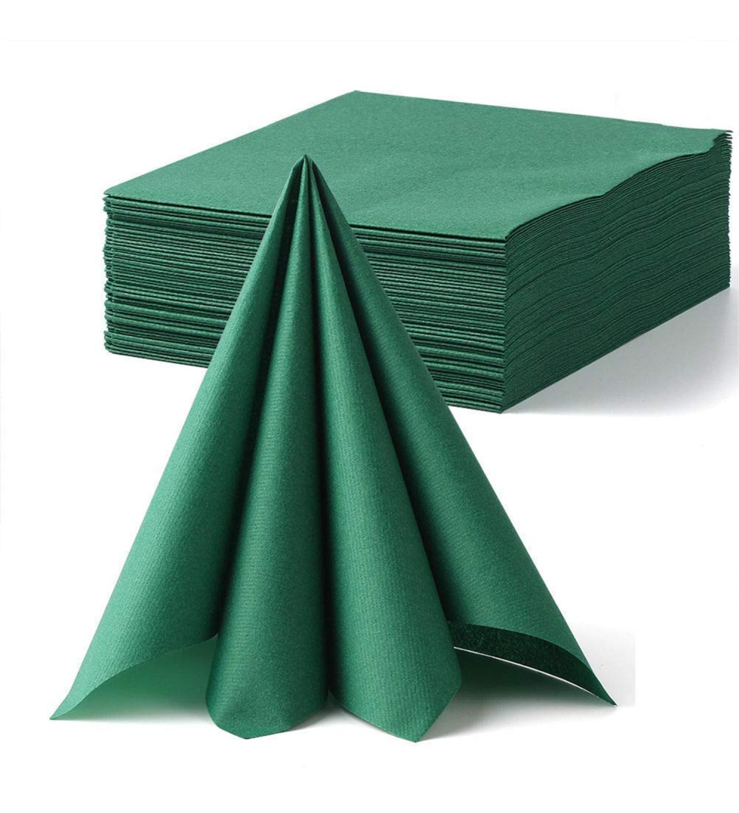LEKOCH 50 PCS Disposable Green Christmas Napkins | Premium Air Laid Cloth-Like Wedding Napkins | 40x40 Eco-Friendly Tableware - Buy Online on GoSupps.com