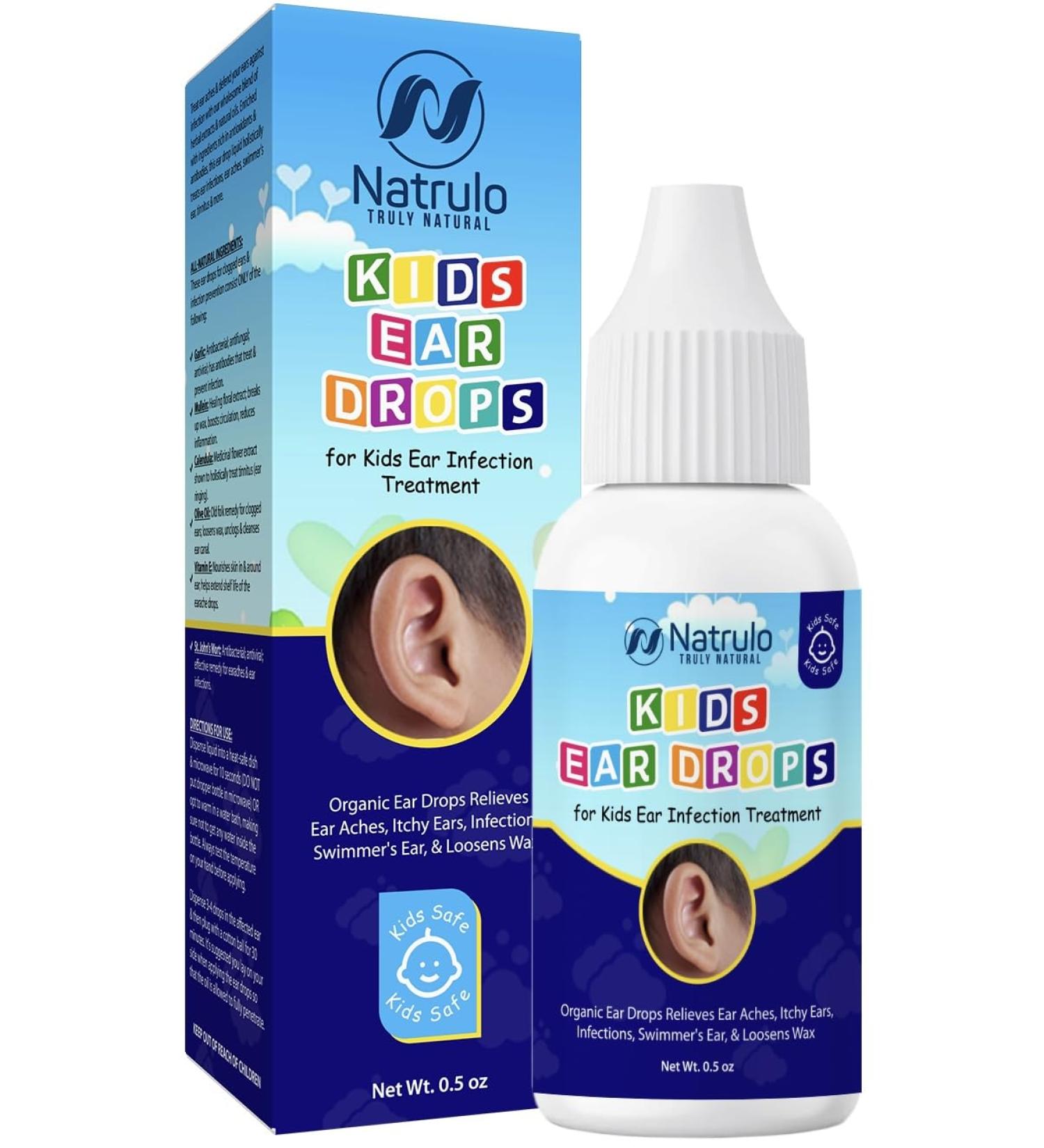 Natrulo Natural Ear Drops for Kids | Organic Ear Infection Treatment Relieves Aches & Itchy Ears Safe & Made in USA - Buy Online on GoSupps.com