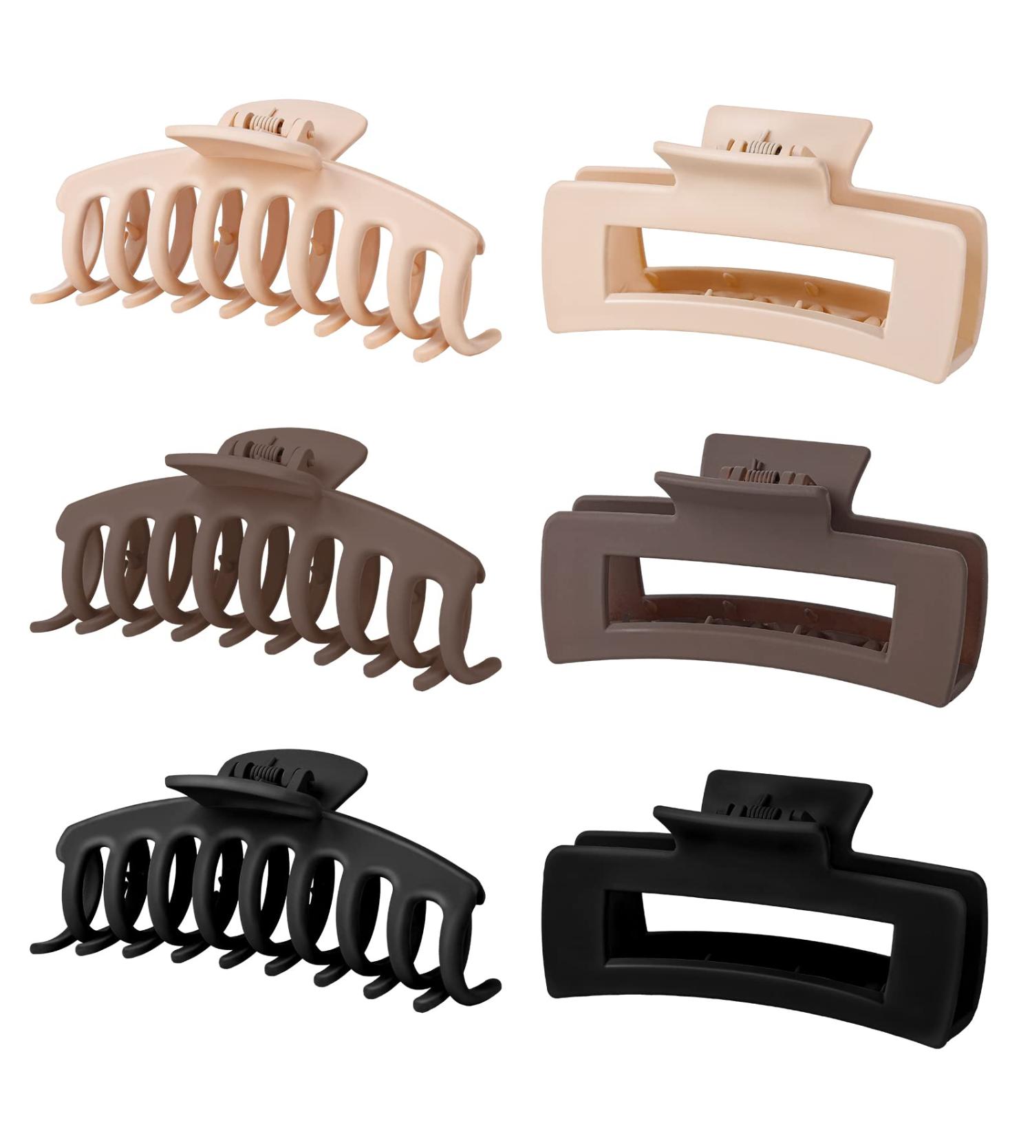 Colorfarm Large Claw Clips for Thick Hair - 6 Pack 4.3' Big Hair Clip for Strong Hold - Nonslip Hair Clips for Women - Hair Styling Accessories in Black, Brown, Beige - 2 Styles - Buy Online on GoSupps.com