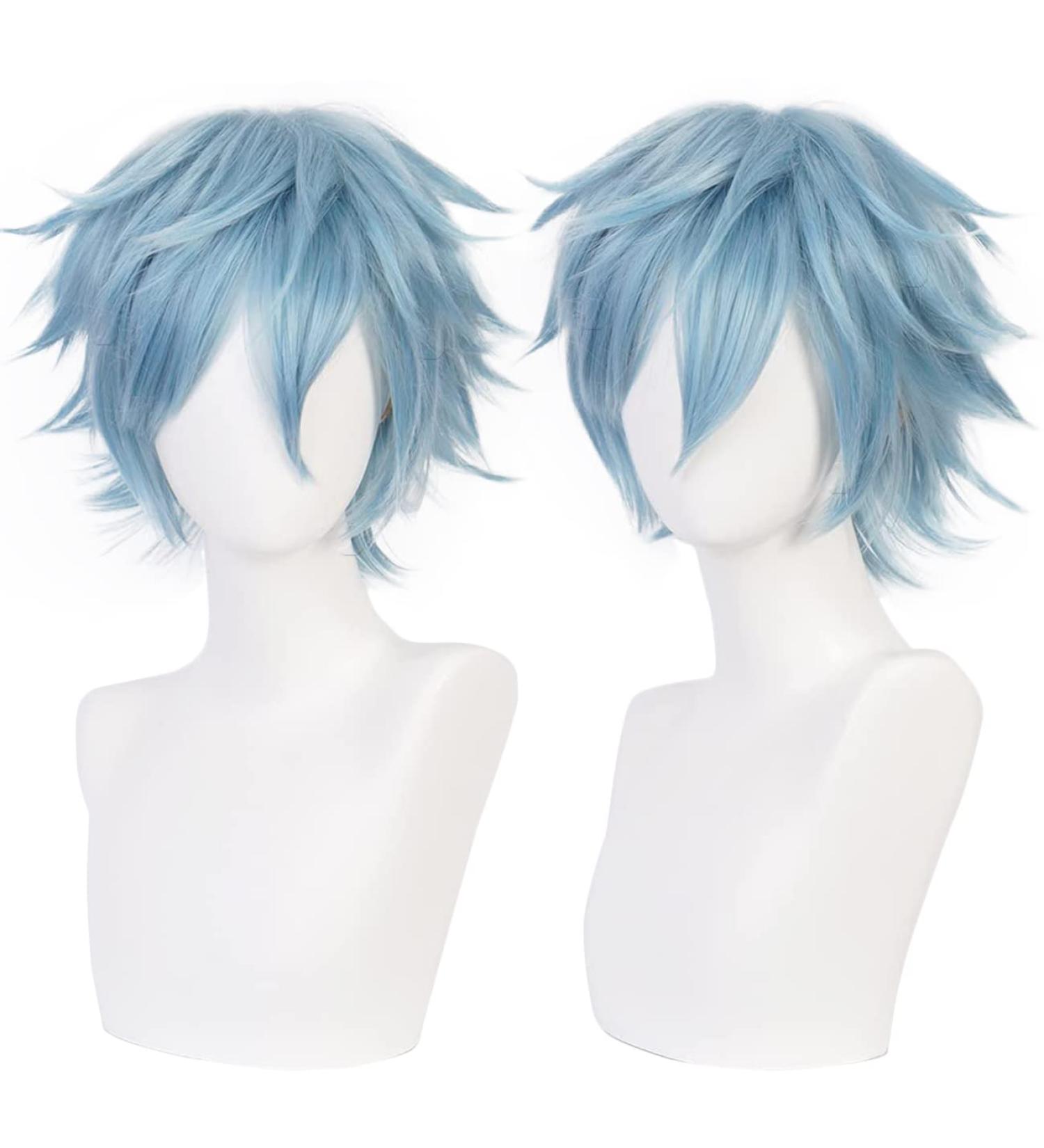 Lwiuentx MHA Cosplay Shigaraki Tomura Short Blue Wig + Free Wig Cap | International Shipping Available - Buy Online on GoSupps.com