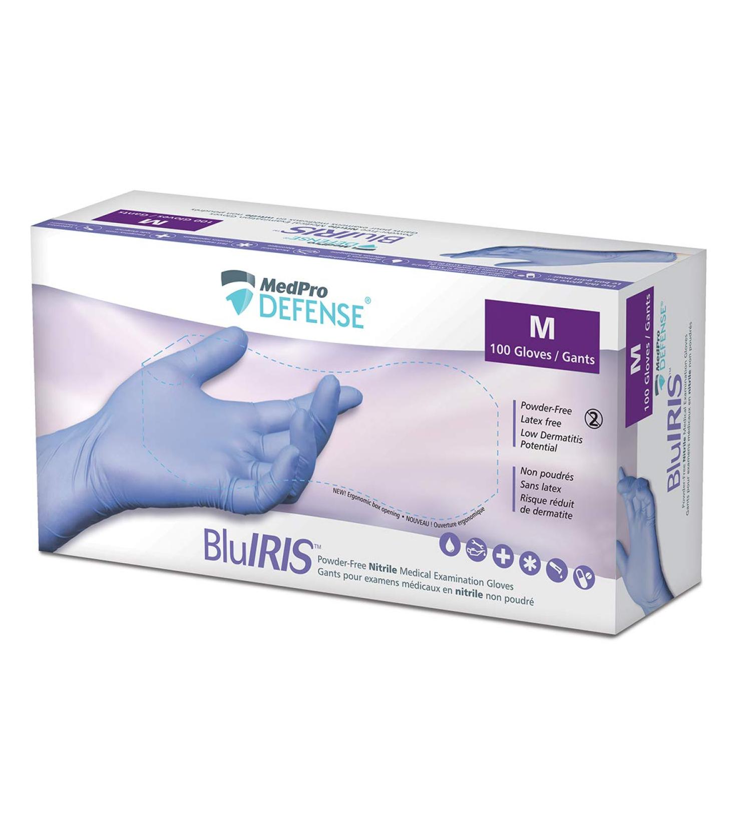MedPro Defense Bluiris Powder-free Nitrile Medical Examination Gloves Medium 1 Count