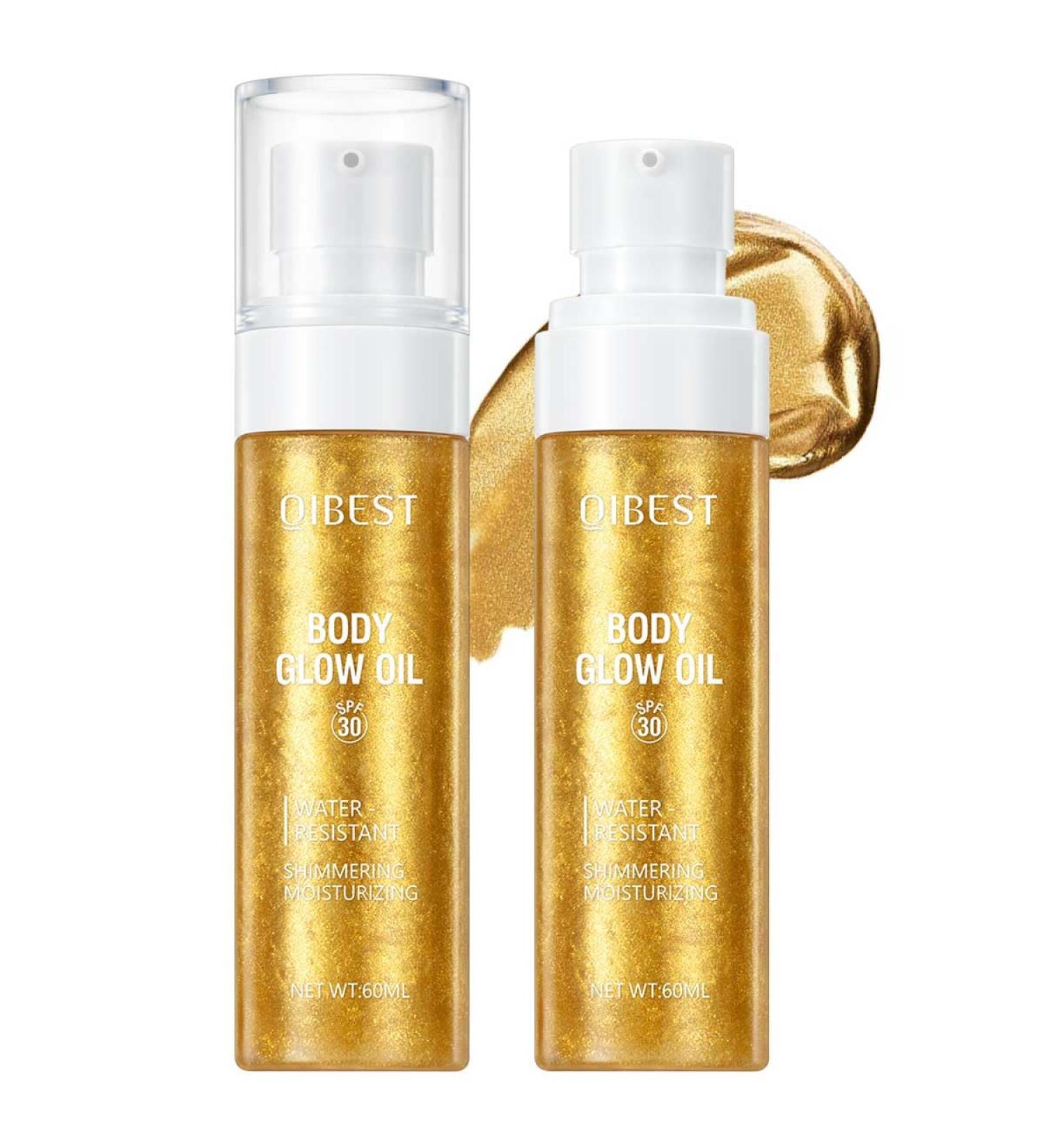 60ml Shimmer Body Oil Illuminating Sunscreen SPF 30 Body Glow Oil with Radiant glitter Lightweight Moisturizer for Highlighted Skin Non-Greasy Water-Resistant Summer Glow Enhancer (01# Gold) - Buy Online on GoSupps.com