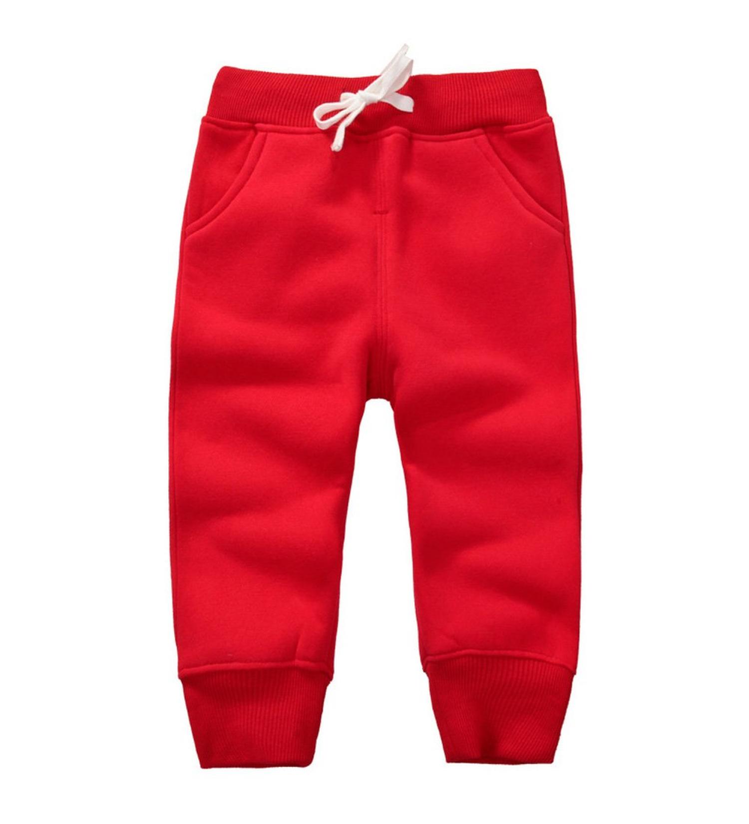 CuteOn Unisex Kids Red Elastic Waist Cotton Warm Trousers | 1-5 Years - Buy Online on GoSupps.com