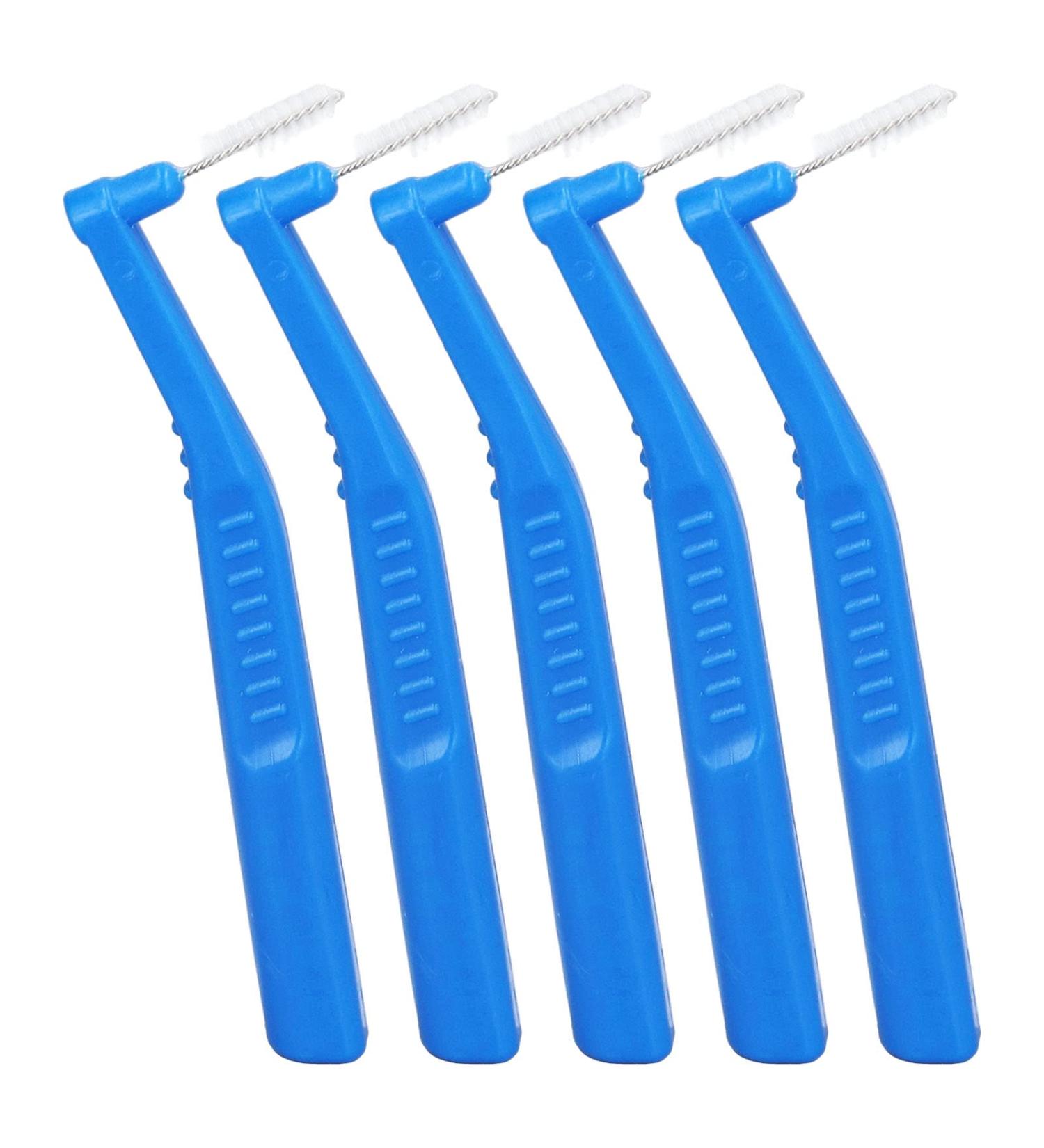 Portable L-Shaped Interdental Brushes - Flexible Nylon Wire Medical Quality 5 Pieces for Dental Care (Blue) - Buy Online on GoSupps.com