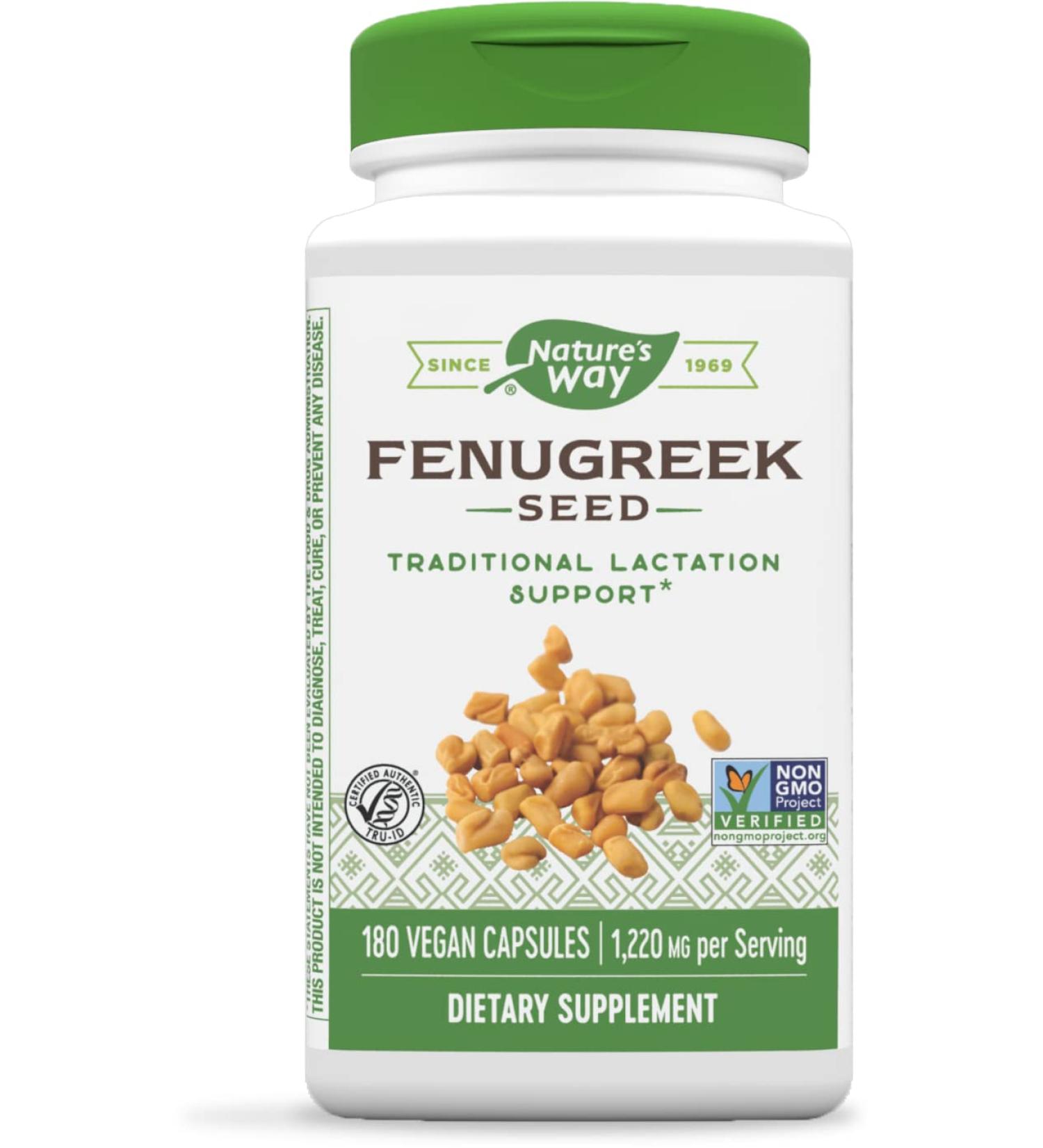 Nature's Way Fenugreek Seed Capsules - 180 Count | Supports Healthy Lactation* | Vegan Formula - Buy Online on GoSupps.com