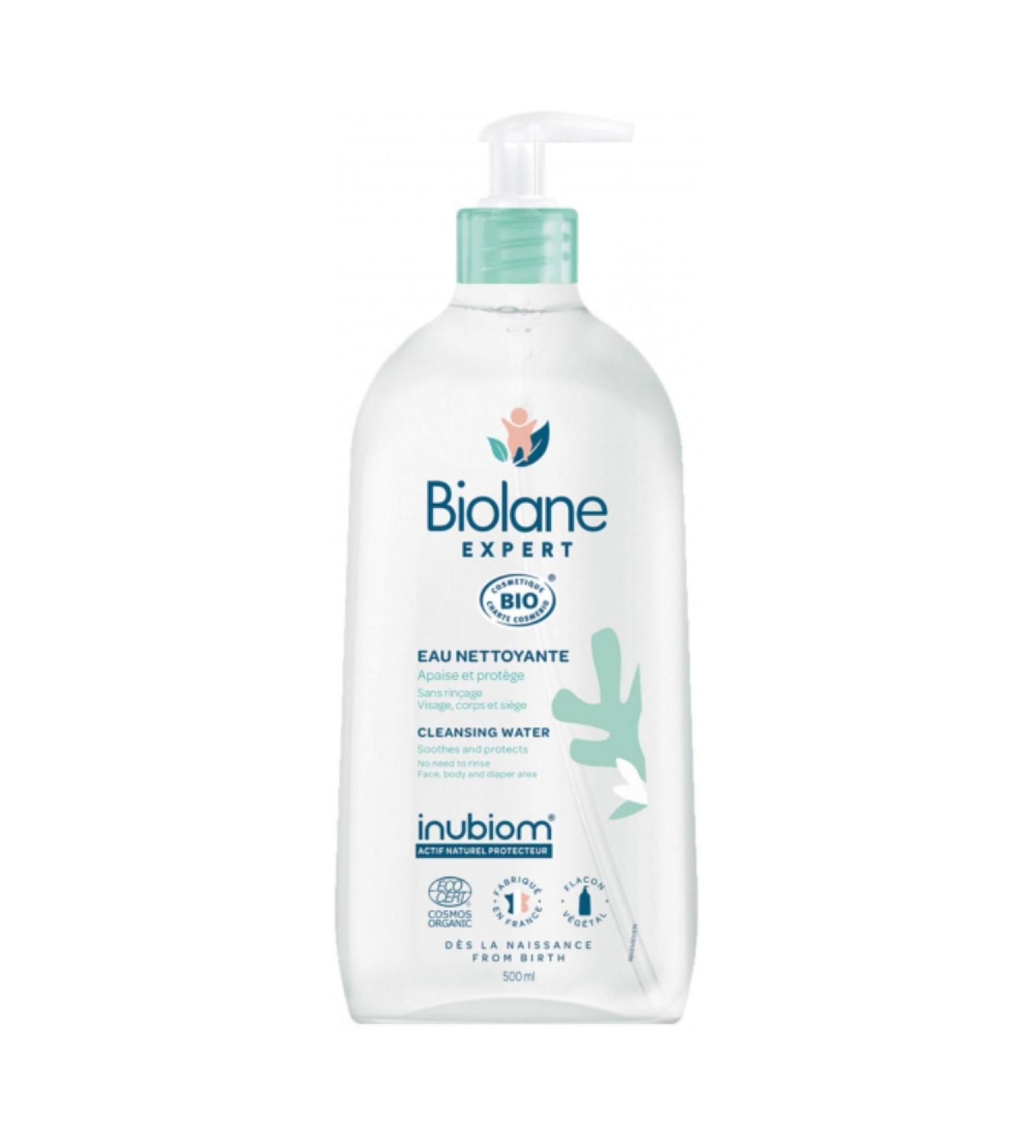Biolane Expert Eau Nettoyante Sans Rin age Bio 500 ml Sans parfum 500 ml (Lot de 1)