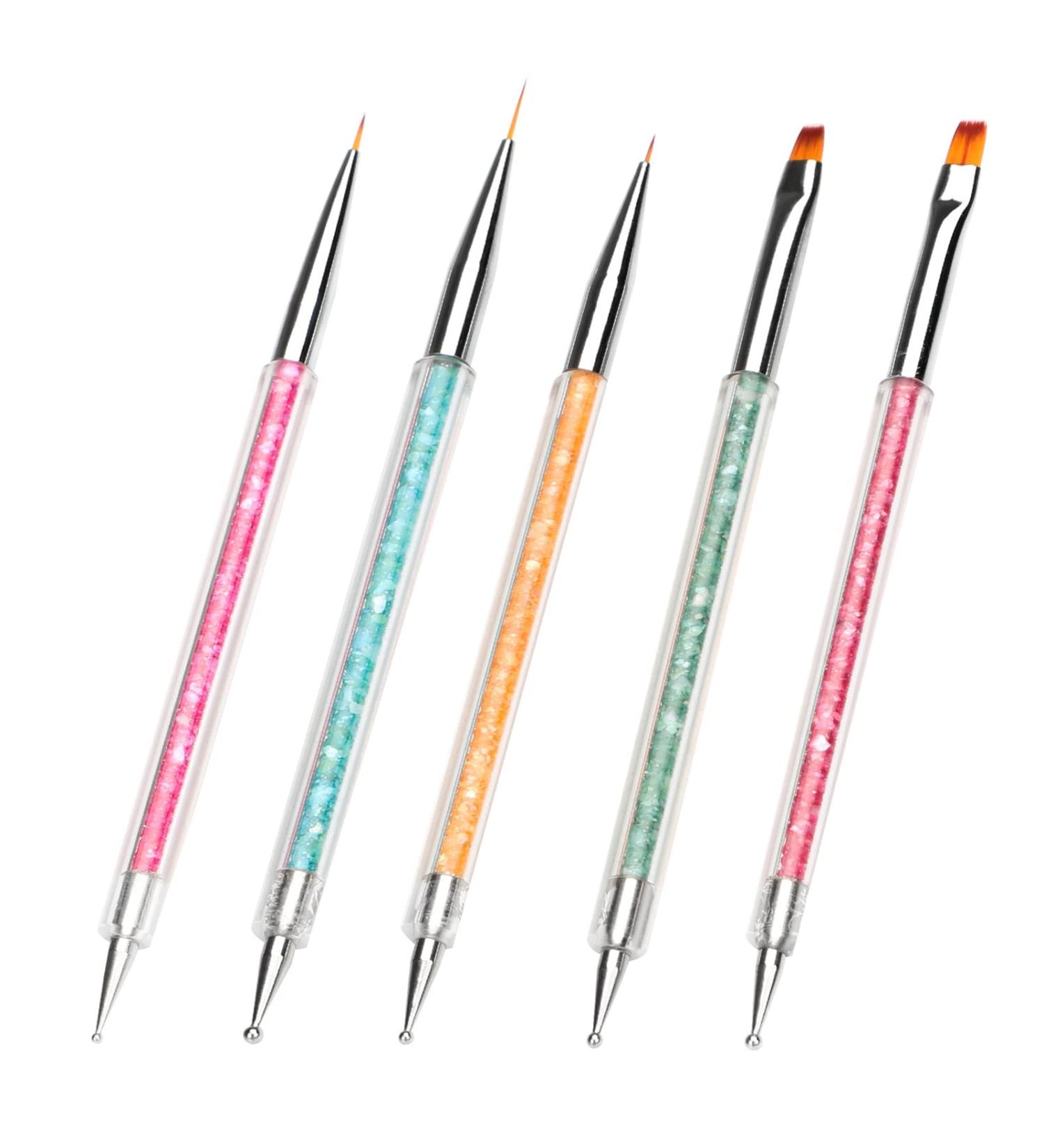 5pcs Double Ended Nail Art Brushes Dotting Tools Kit for Gel Nails & Manicure | Nail Polish Pens & Accessories A01 - Buy Online on GoSupps.com