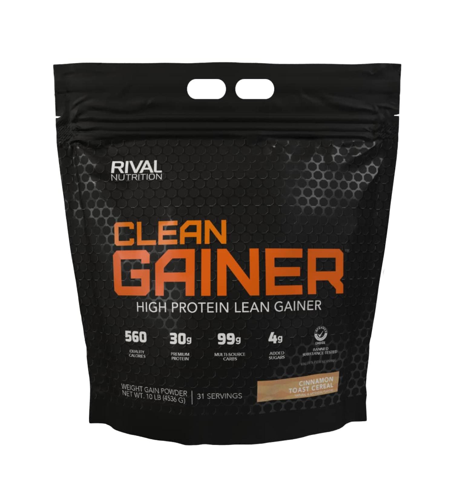 Rivalus Clean Gainer Cinnamon Toast Cereal 10lb - Premium Protein for Muscle Gain | International Shipping Available - Buy Online on GoSupps.com