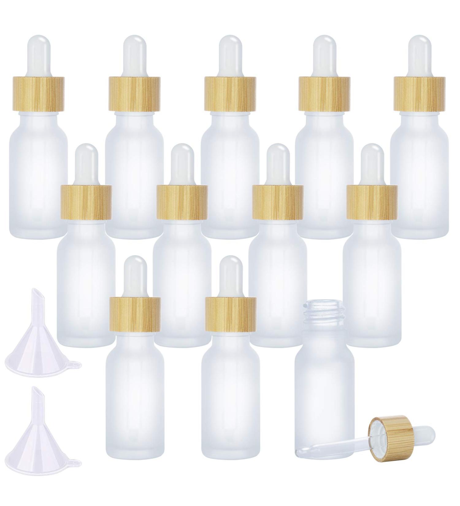 12Pcs 20ml Frosted Glass Dropper Bottles TANOSAN Eco-Friendly Essential Oil Bottles with Eye Dropper and Bamboo Lids Refillable Essence Liquid Cosmetic Containers and 2 Pieces Funnel 20ml/0.7oz - Buy Online on GoSupps.com