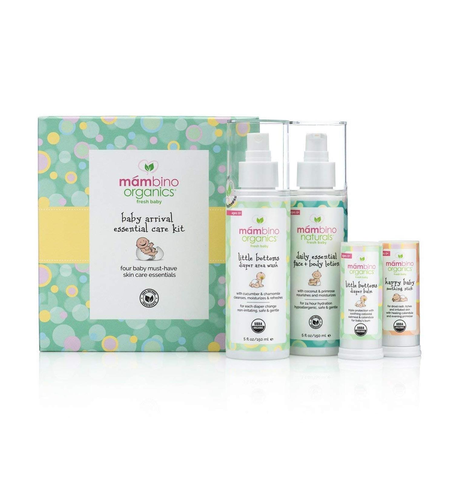 Mambino Organics Baby Arrival Care Gift Set - All Natural 4pc Set for Newborns - Perfect Gift for New Moms - Buy Online on GoSupps.com