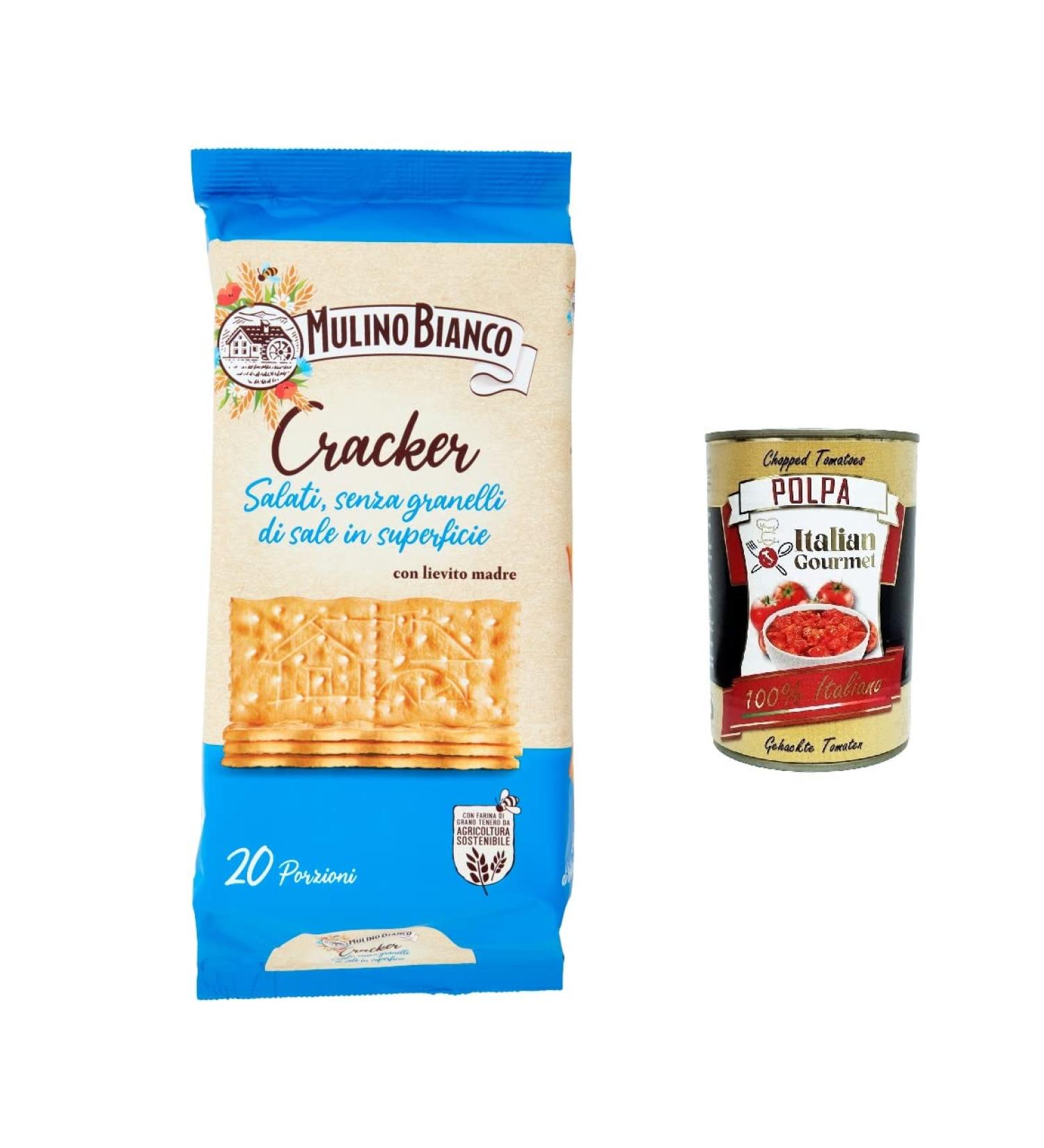  Italian Gourmet E.R. Mulino Bianco Unsalted Crackers with Durable Flour 500g + Italian Gourmet Polpa 400g (Pack of 6) - Buy Online on GoSupps.com