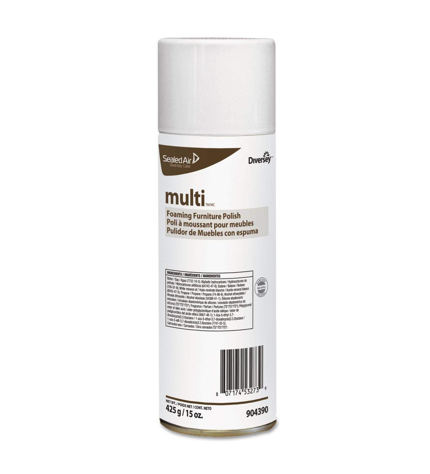Diversey 904390 MULTI Foaming Furniture Polish Lemon Scent 15 oz Aerosol 12/Carton