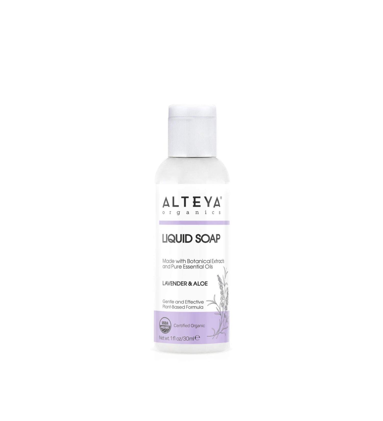 Alteya Organics Alteya Organic Liquid Soap Lavender 30 ml travel size USDA Organic Certified Pure Natural Soap and Shower Gel