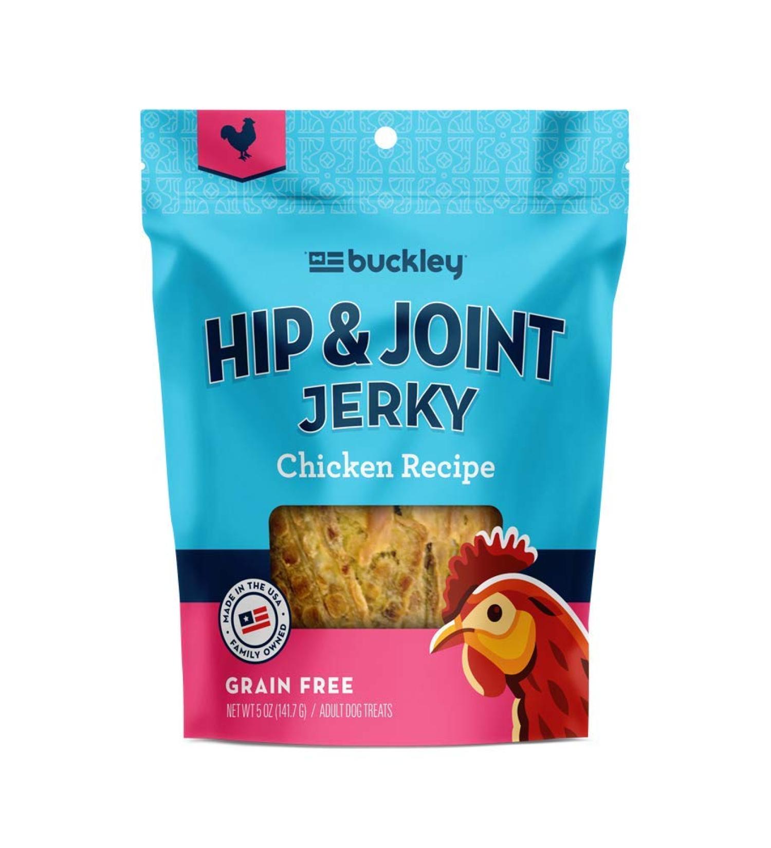Buckley Dog Jerky Treats - All-Natural Hip & Joint Support with Glucosamine - Salmon, Beef & Chicken - Buy Online on GoSupps.com
