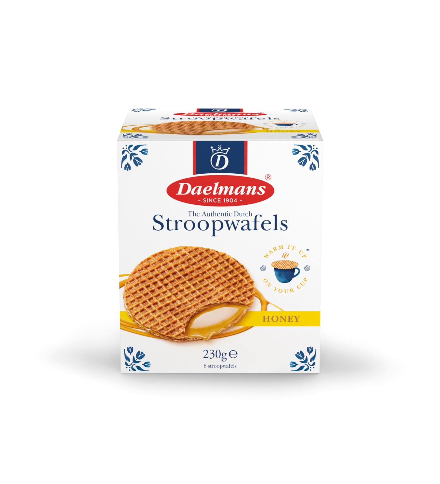 Daelmans Honey Stroopwafels - 8-Pack Cube Box for Sweet Treats - Buy Online on GoSupps.com