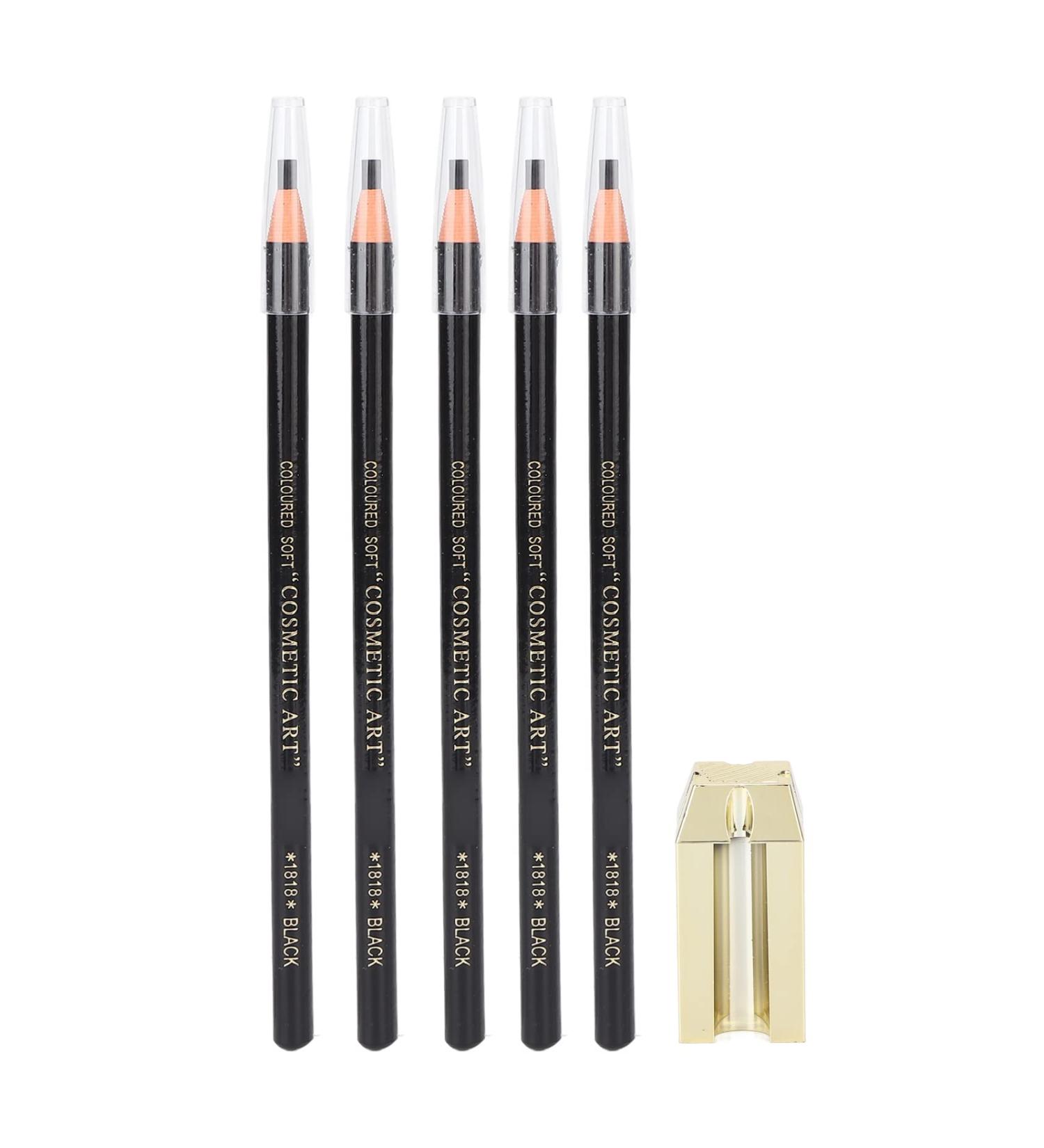 Eyebrow Pencil Set Brow Pencil Sharpener Waterproof Eyebrow Pencil for Perfect Makeup Brow Makeup Tool with Sharpener for Student Office Workers(Black) - Buy Online on GoSupps.com