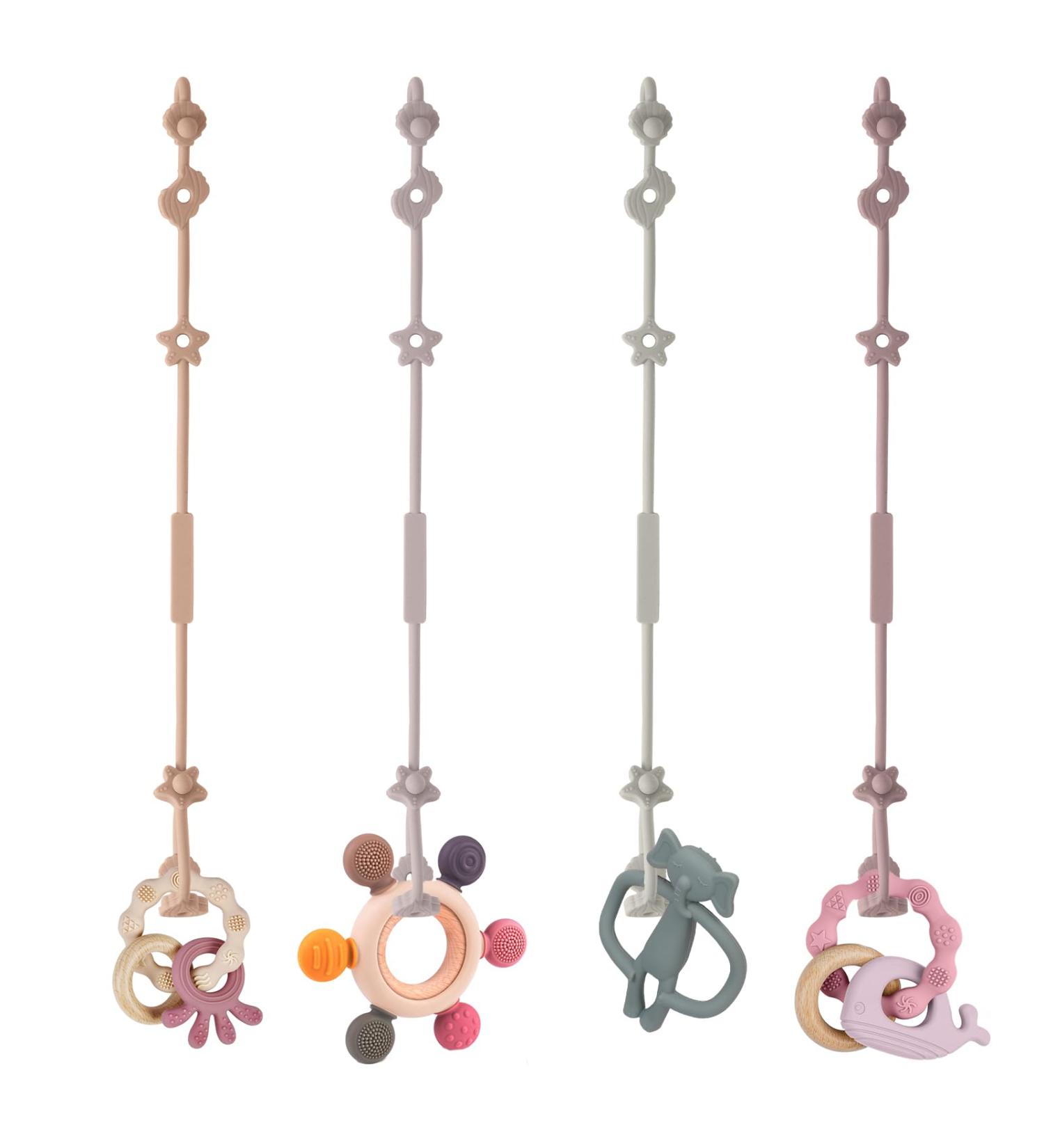 Vicloon Silicone Toy Clip 4Pcs Toy Safety Straps Food Grade Silicone Pacifier Clips Sippy Cup Strap Adjustable Stroller Pacifier Strap Hanging Toys Baby Toy Anti Drop Chain (Pink/Purple) Pink-Purple - Buy Online on GoSupps.com