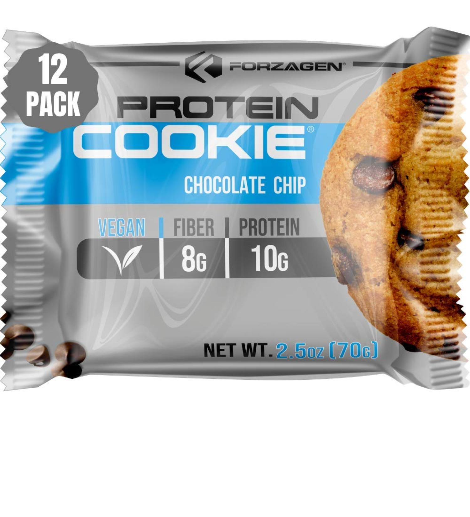 Forzagen Vegan Protein Cookies - 12 Pack | 10g Protein | No Artificial Sweeteners | Vegan Chocolate Chip Snacks - Buy Online on GoSupps.com