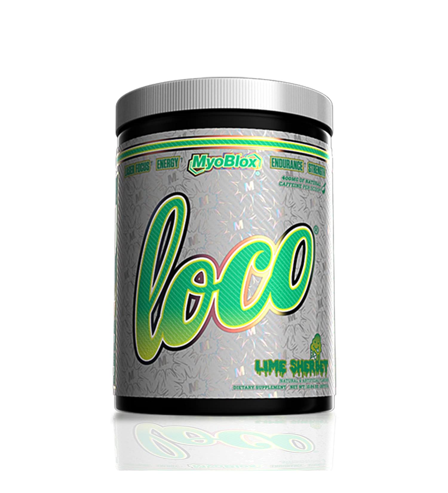 LOCO Pre-Workout Nitric Oxide Booster - Enhance Muscle Pumps & Vascularity | Natural Caffeine Energy & Focus | Lime Sherbet Flavor - Buy Online on GoSupps.com