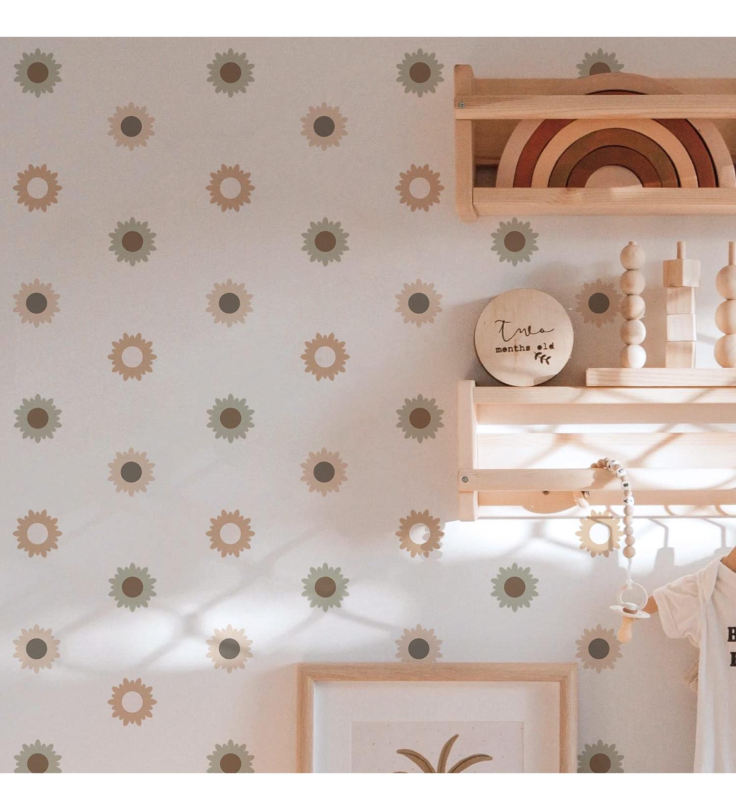 funlife Modern Daisy Wall Decal - Peel and Stick Transparent PVC Stickers for Nursery, Bedroom, Playroom Decoration - Buy Online on GoSupps.com