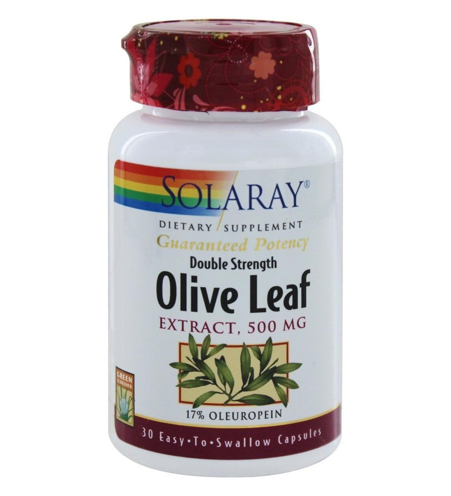 Solaray Olive Leaf Extract 500mg Double Strength - 30 Capsules | Guaranteed Potency - Buy Online on GoSupps.com