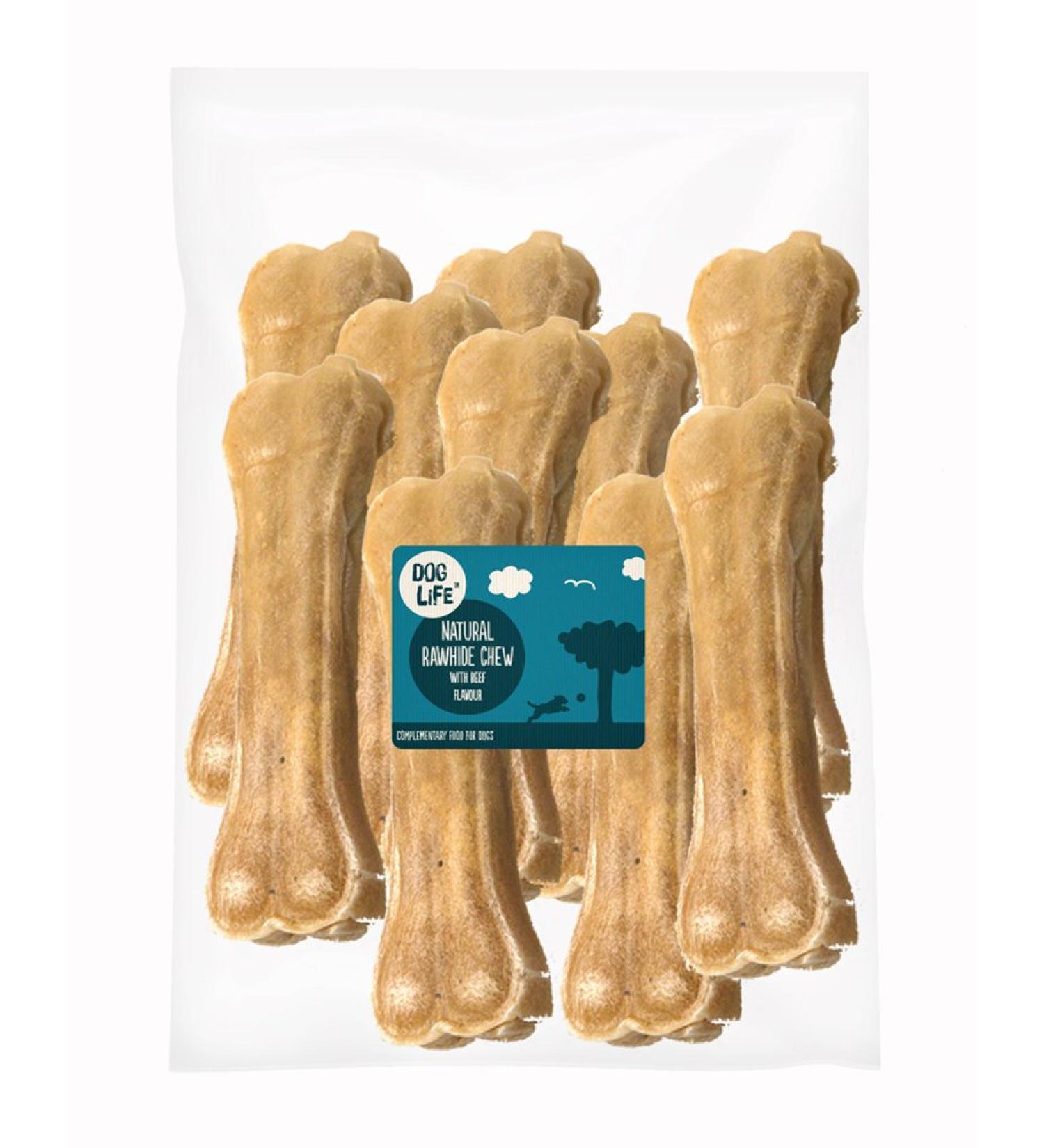 Dog Life Pressed Bones Rawhide 8.5-Inch 10-Count