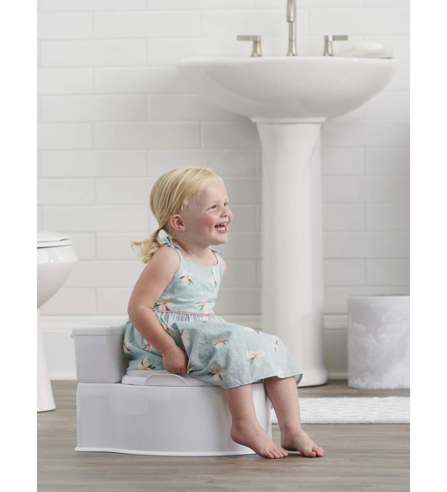 Regalo 2-in-1 Potty Training Kit with Flushing Sound | Grow with Me Design | On-the-Go Portability | Removable Transition Seat | Soft Foam Seat | White - Buy Online on GoSupps.com