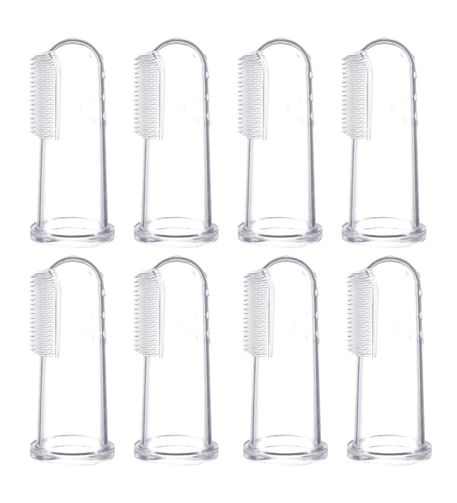 Tnsray baby toothbrush 8 pieces of finger toothbrush 0-12 months dental aid gel applicator for wound gums baby toothbrush exercise brush training brush BPA-free and health