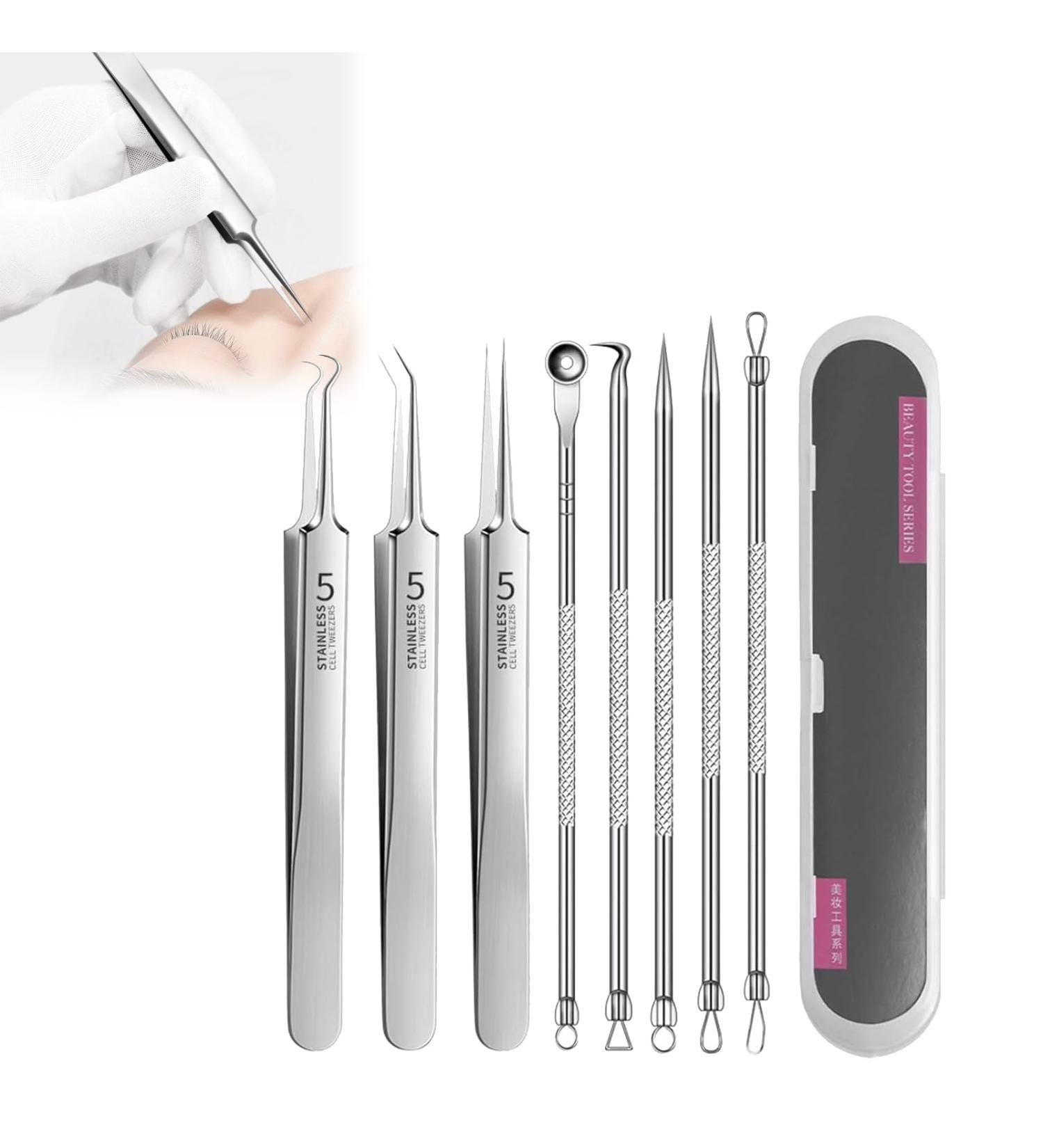 Usiveinborn Blackhead Remover New Usiveinborn Tweezers Stainless Steel Facial Blackhead Remover Tweezers (1set) - Buy Online on GoSupps.com