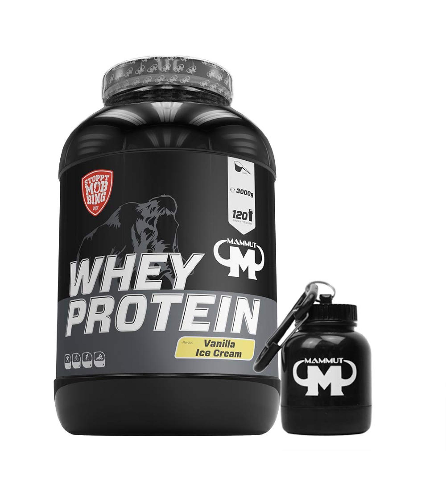 3kg Mammut Whey Protein - Vanilla Ice Cream | Protein Shaker Bar & Free Powderbank Included - International Shipping - Buy Online on GoSupps.com
