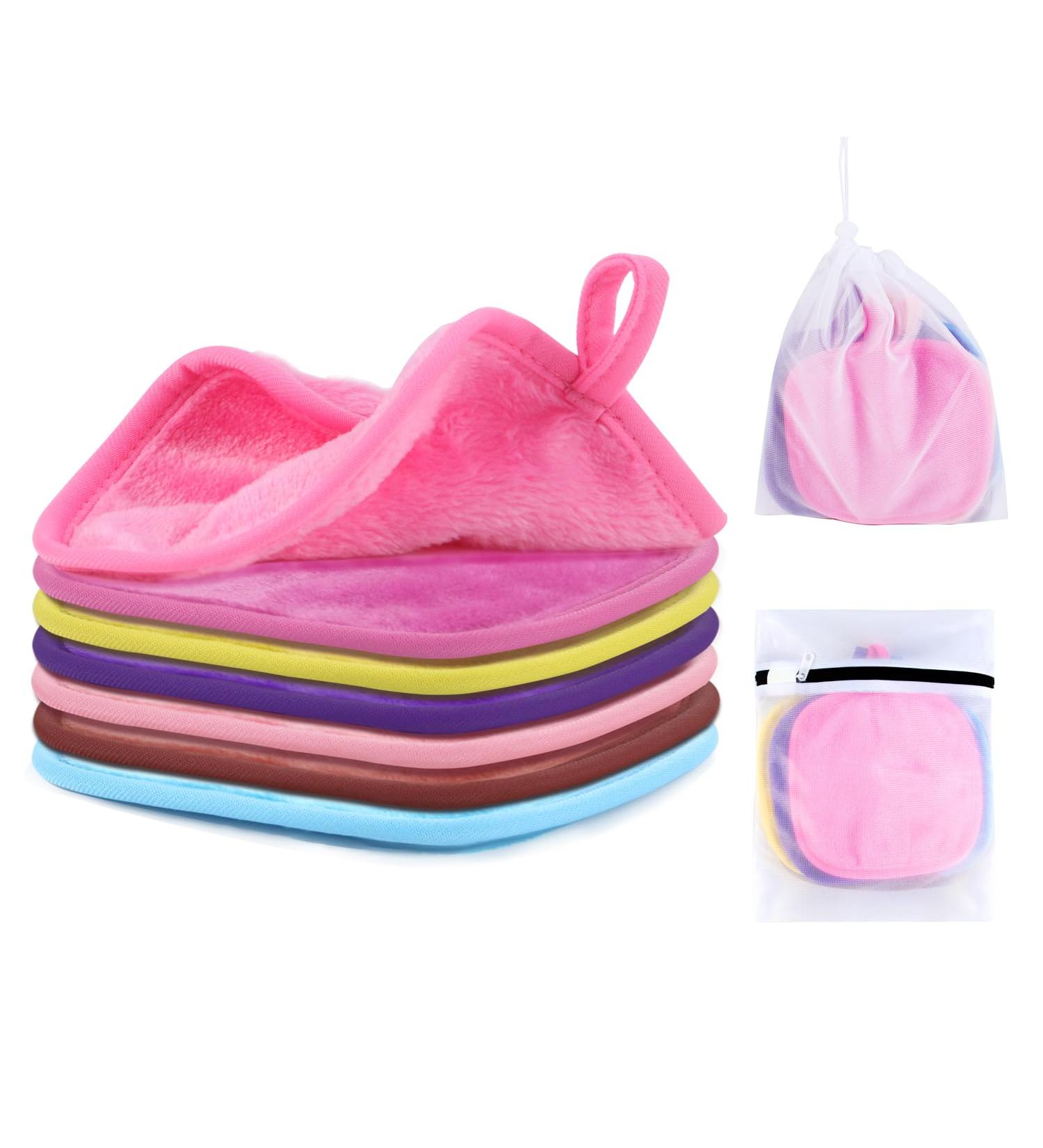 Reusable Makeup Remover Cloths - 7-Day Set Eco-Friendly Makeup Remover Pads Erase Makeup with Water Multi-Colored Cloths with Laundry Bags - Buy Online on GoSupps.com