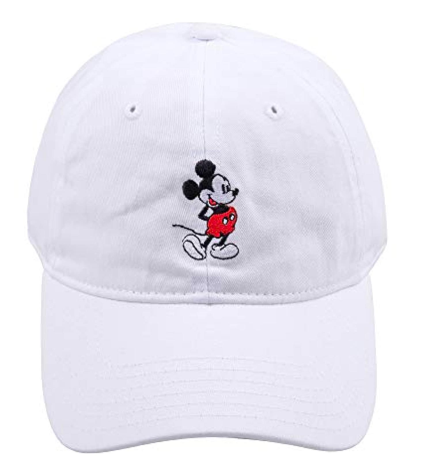 Disney Mickey Mouse Embroidered Dad Hat - White Washed Cotton, Adjustable and Curved Brim - Buy Online on GoSupps.com