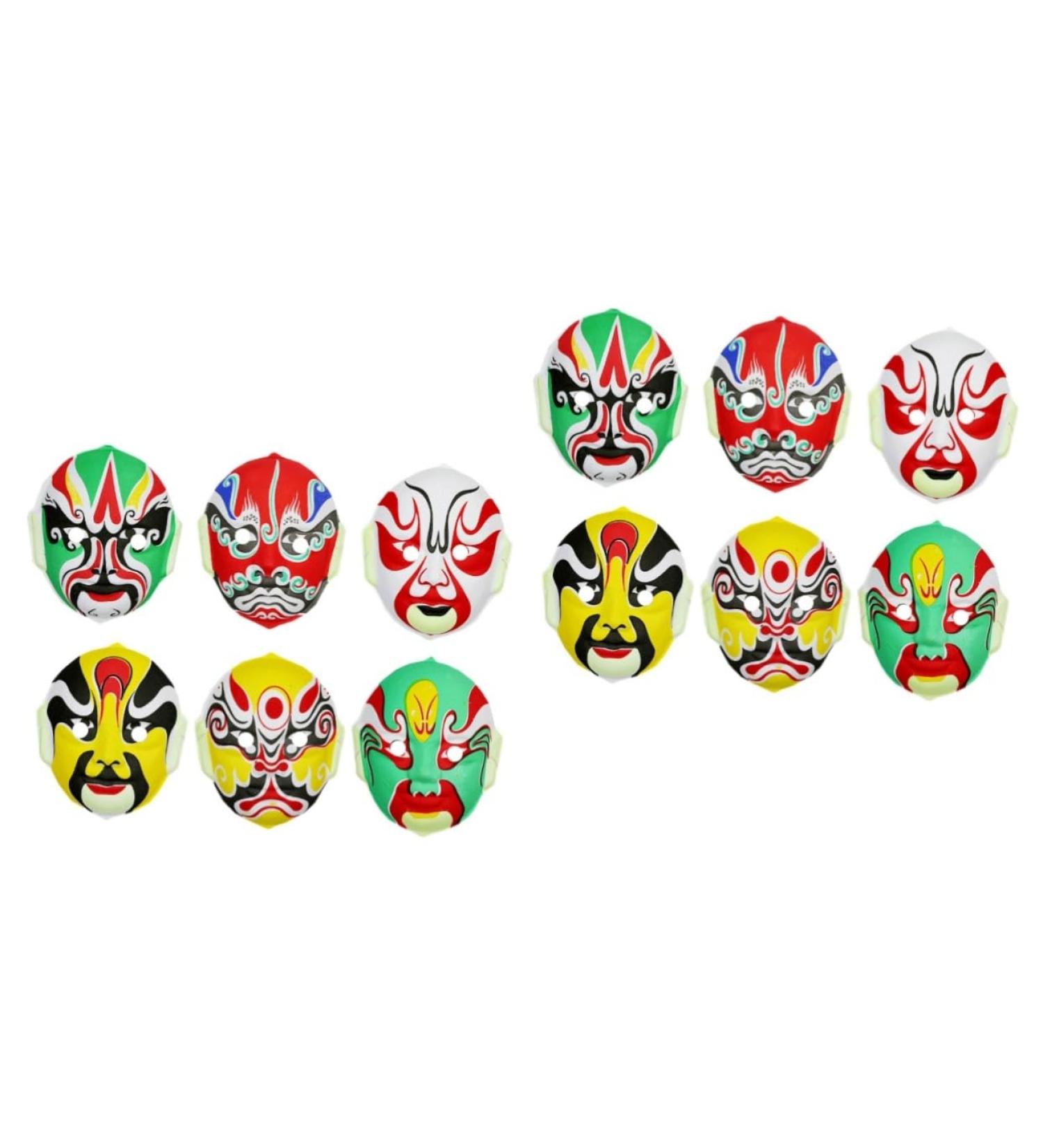 Aboofan 12-Piece Japanese & Chinese Opera Costume Mask Set | Halloween Cosplay Accessories & Wall Decor | International Shipping Available - Buy Online on GoSupps.com