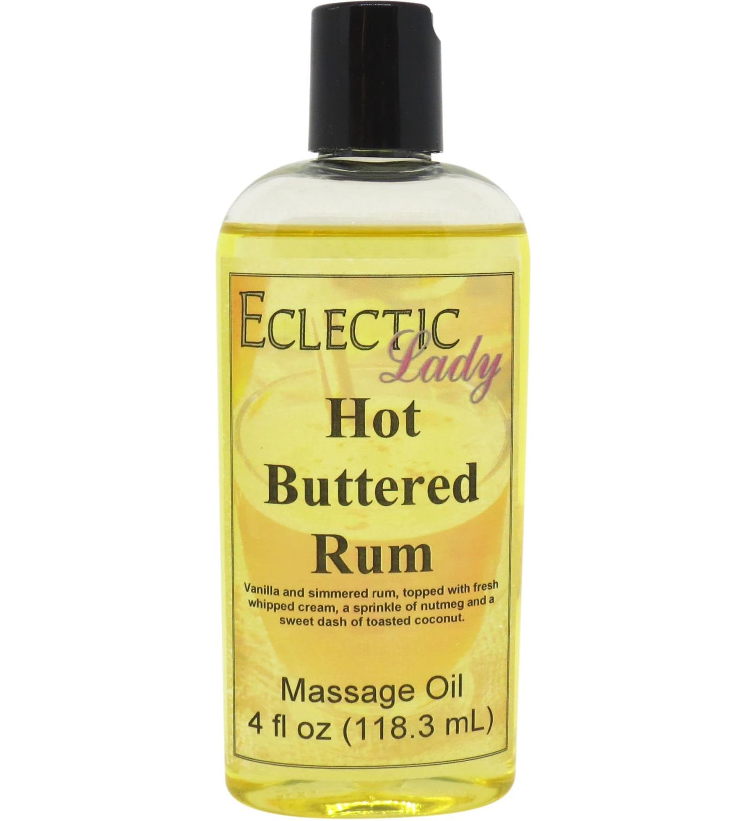 Hot Buttered Rum Massage Oil - 4 oz | Sweet Almond & Jojoba Oil | Preservative Free | Aromatherapy & Relaxation - Buy Online on GoSupps.com