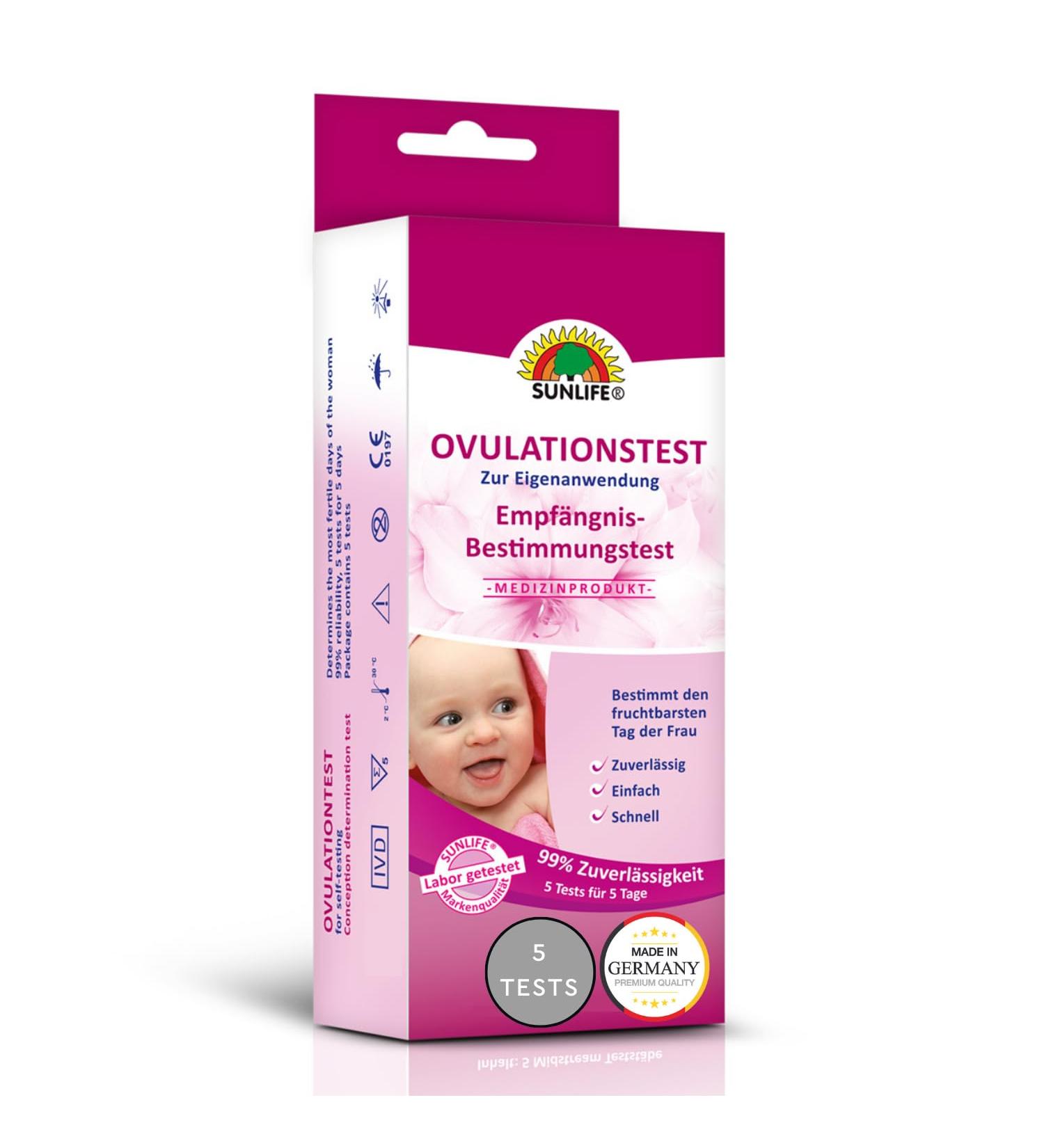 Sunlife Ovulation Test Strips - 1 x 5 Pieces | Precise & Safe 25 mIU/ml Tests with 99% Reliability for Women's Fertility - Buy Online on GoSupps.com